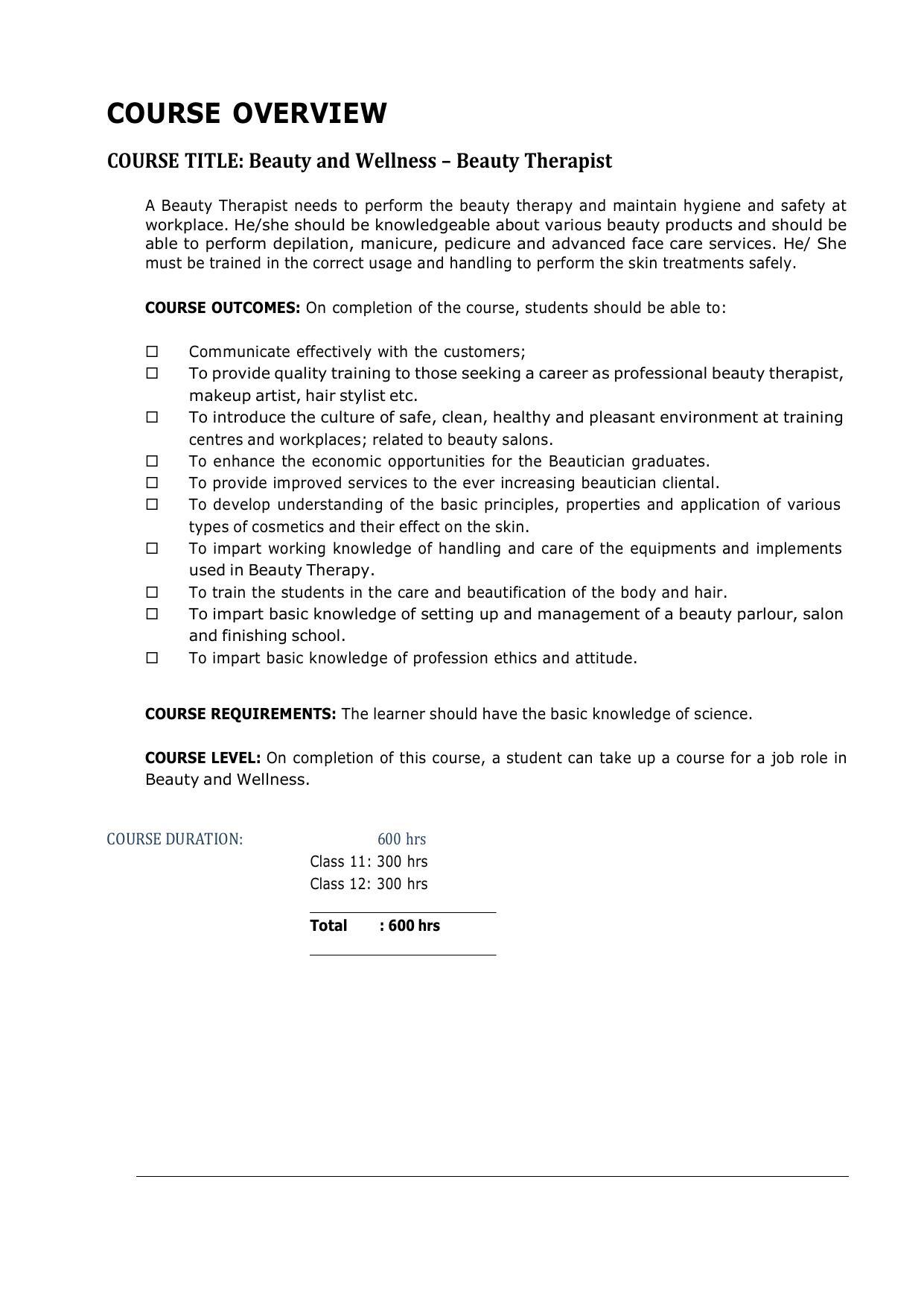 AHSEC 1st Year Beauty & Wellness Syllabus - Page 2