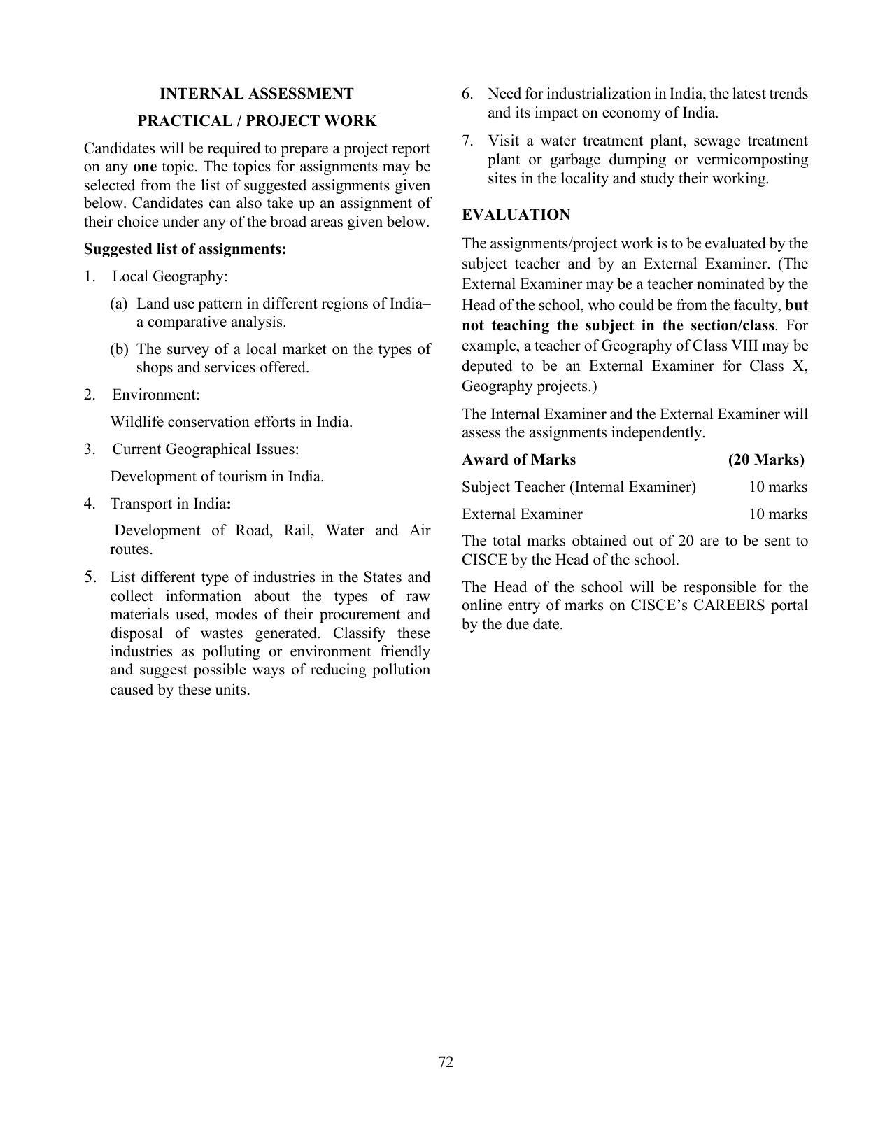 Icse Geography Syllabus Indcareer Docs