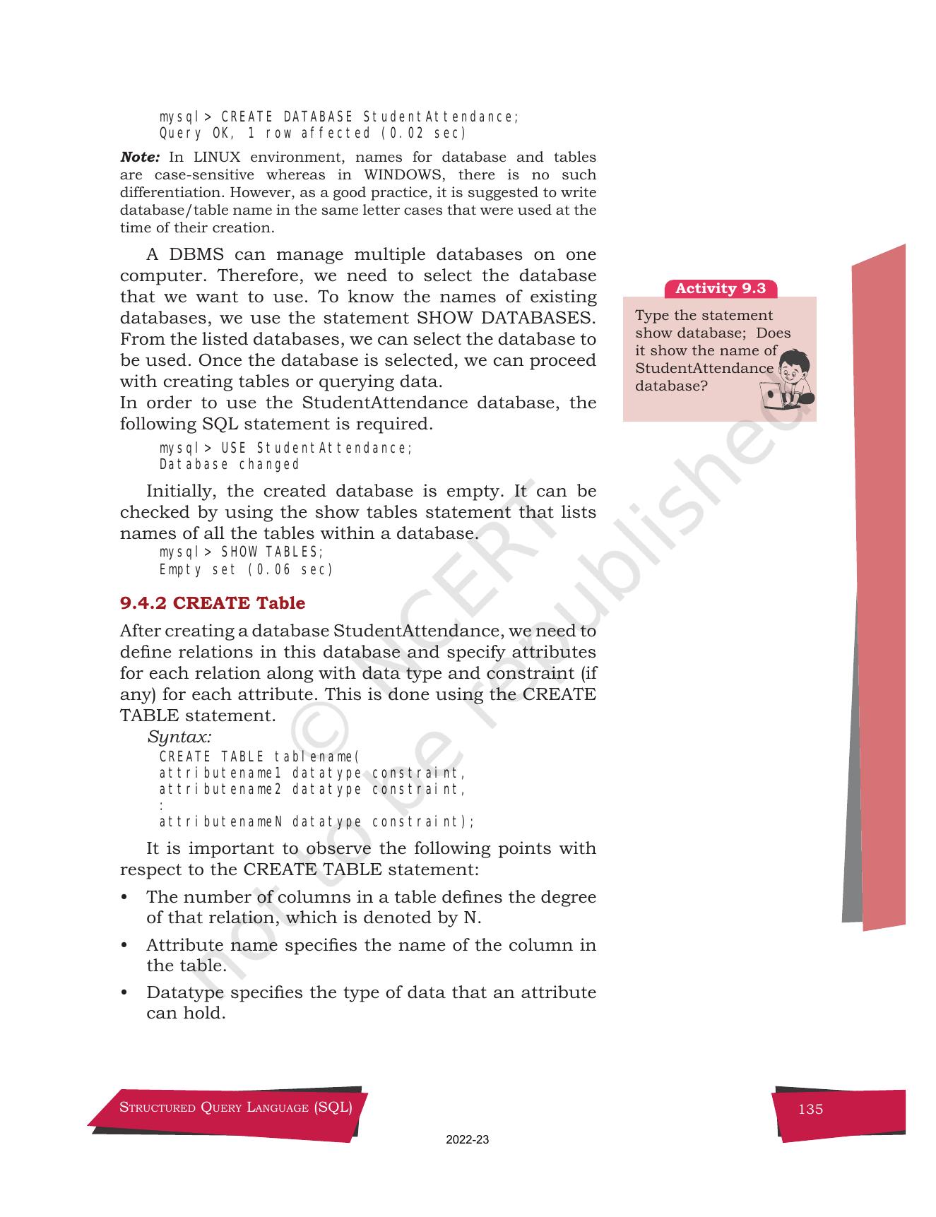 NCERT Book for Class 12 Computer Science Chapter 9 Structured Query Language(SQL) - Page 5