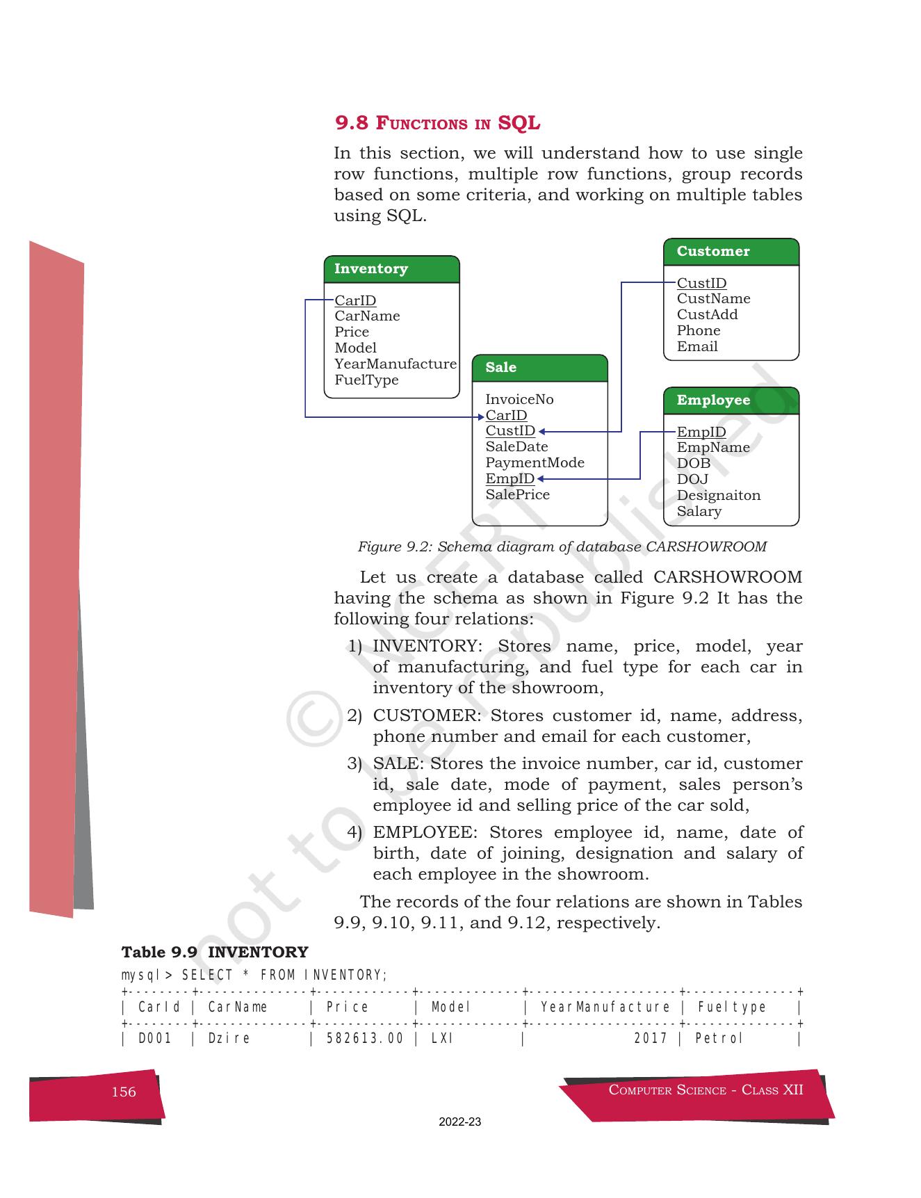NCERT Book for Class 12 Computer Science Chapter 9 Structured Query Language(SQL) - Page 26