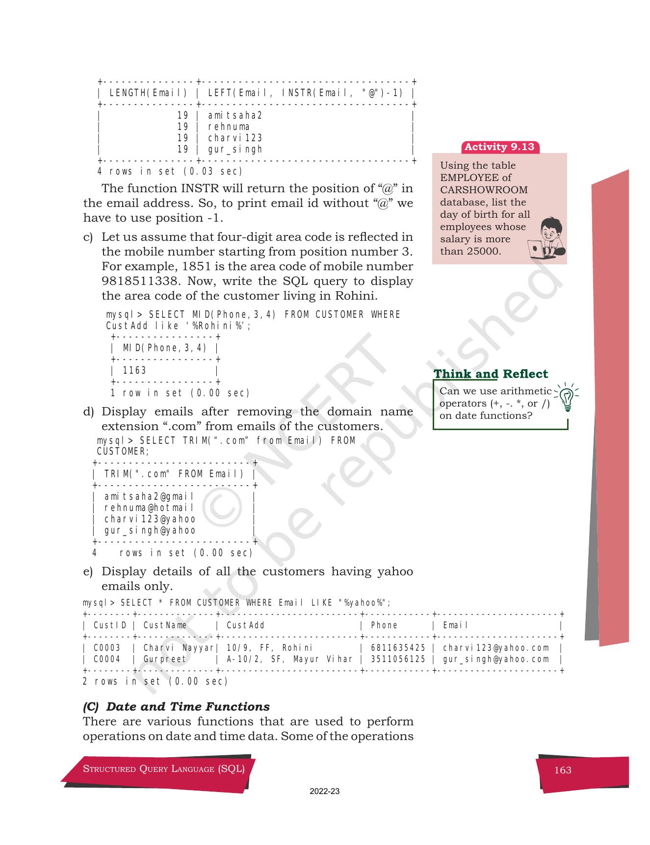 NCERT Book for Class 12 Computer Science Chapter 9 Structured Query Language(SQL) - Page 33