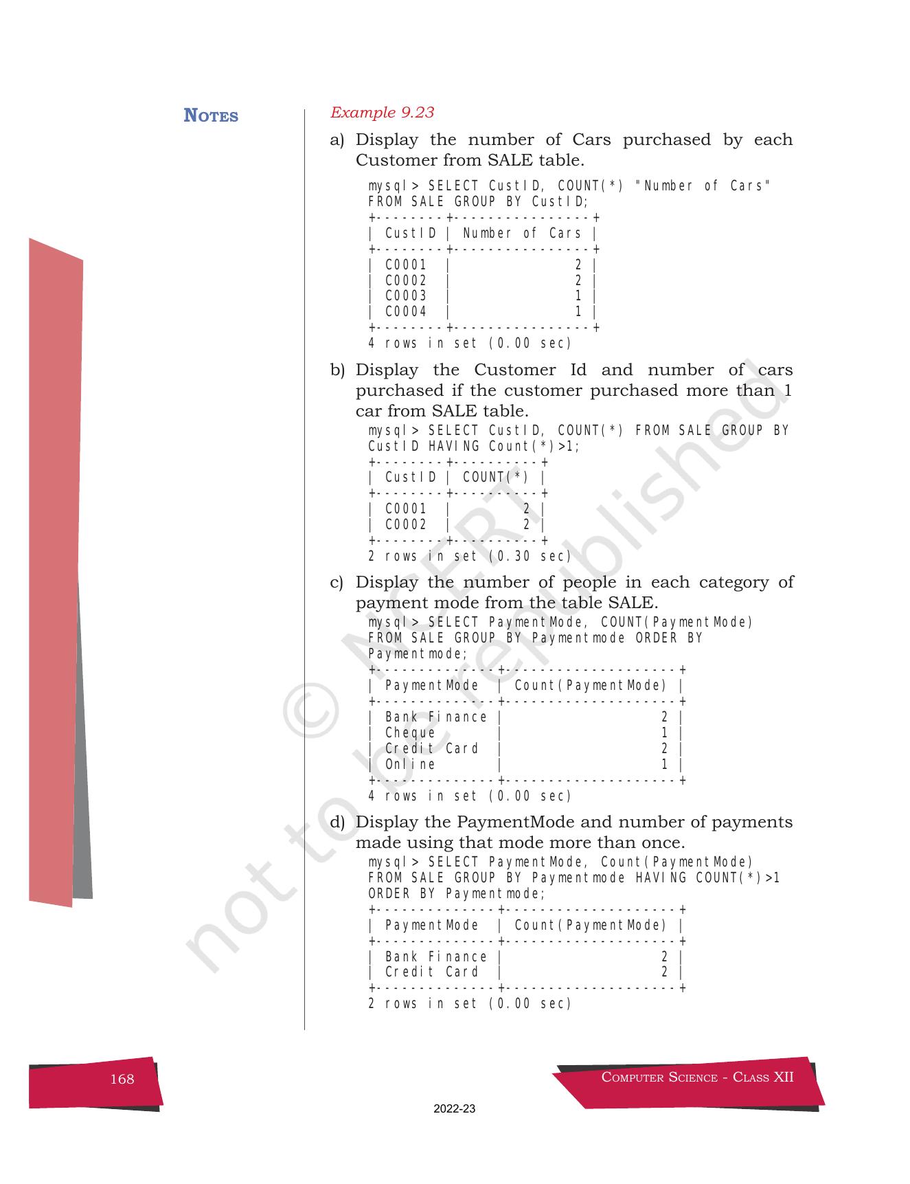 NCERT Book for Class 12 Computer Science Chapter 9 Structured Query Language(SQL) - Page 38
