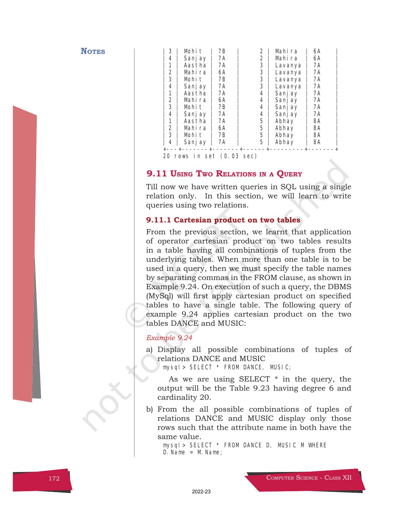 NCERT Book for Class 12 Computer Science Chapter 9 Structured Query Language(SQL) - Page 42