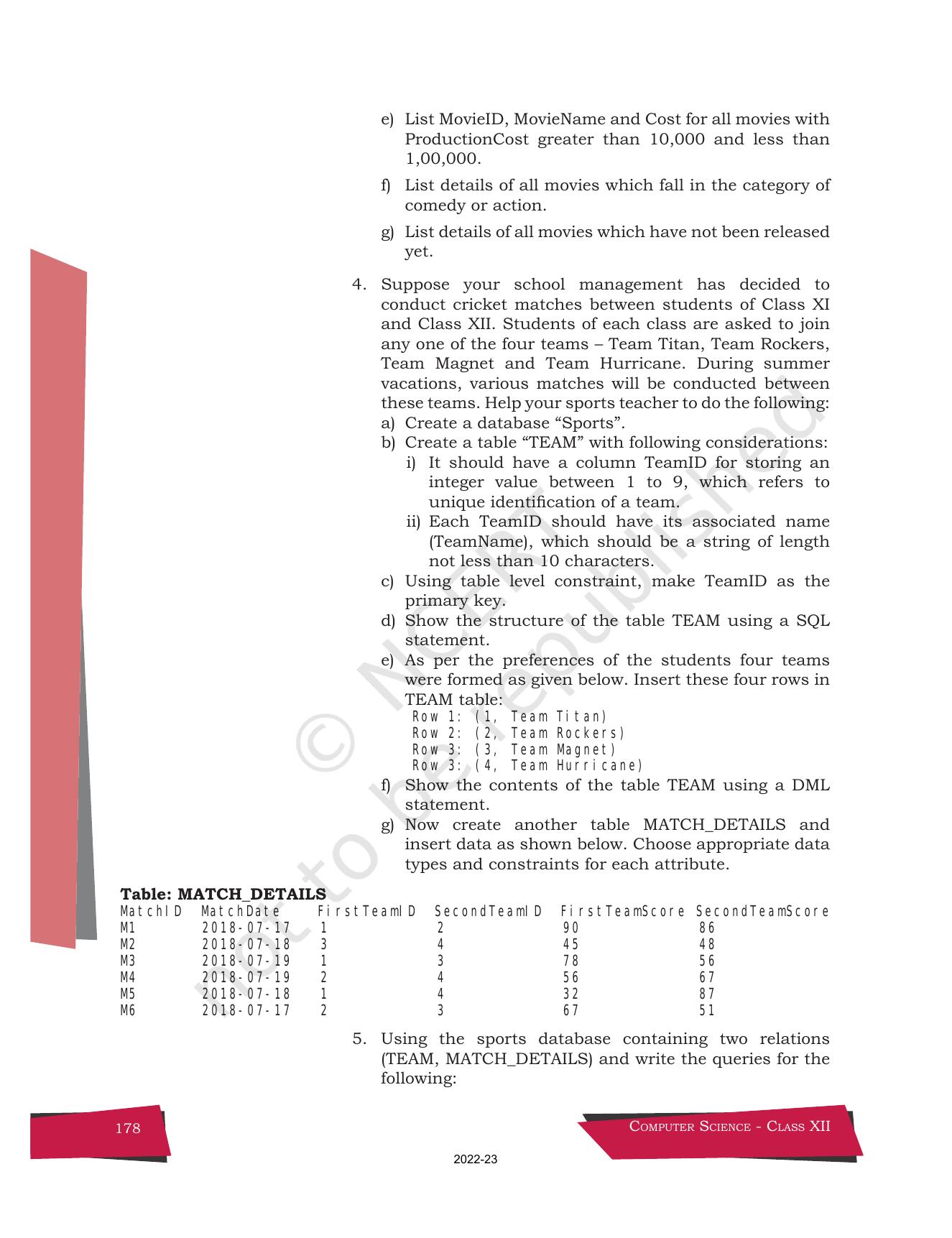 NCERT Book for Class 12 Computer Science Chapter 9 Structured Query Language(SQL) - Page 48