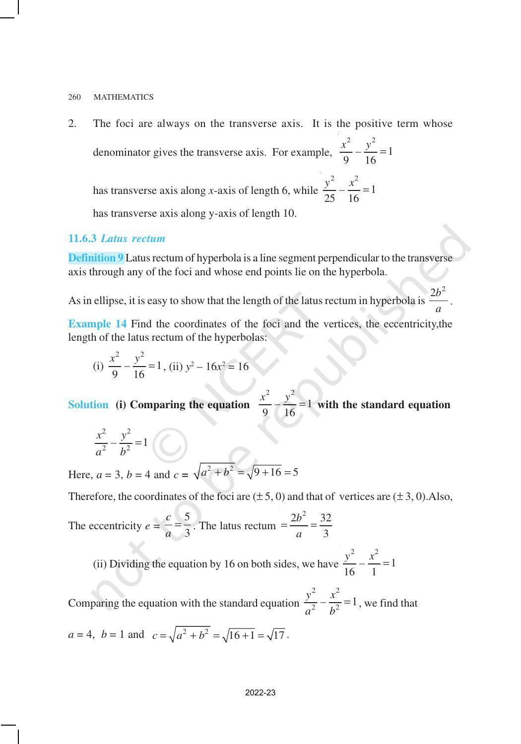 NCERT Book For Class 11 Maths Chapter 11 Conic Sections