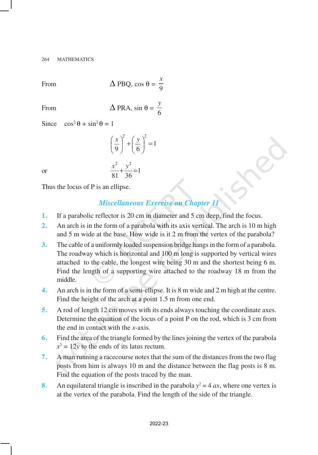 NCERT Book For Class 11 Maths Chapter 11 Conic Sections