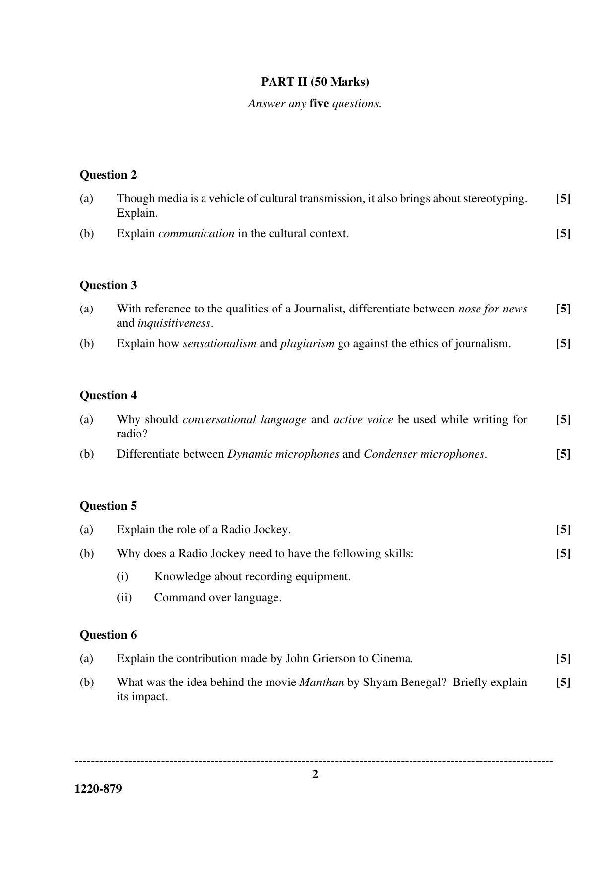 ISC Class 12 2020 Mass Media & Communication Question Paper - Page 2