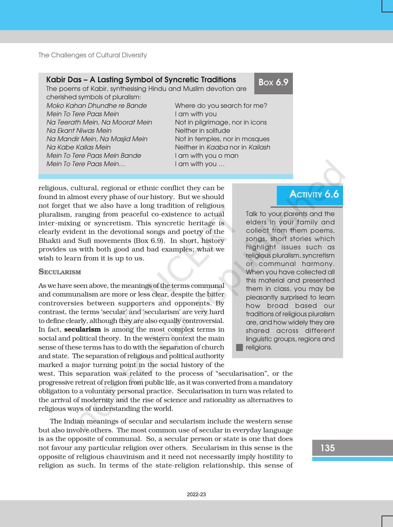 NCERT Book for Class 12 Sociology (Indian Society) Chapter 6 The Challenges of Cultural Diversity - Page 23