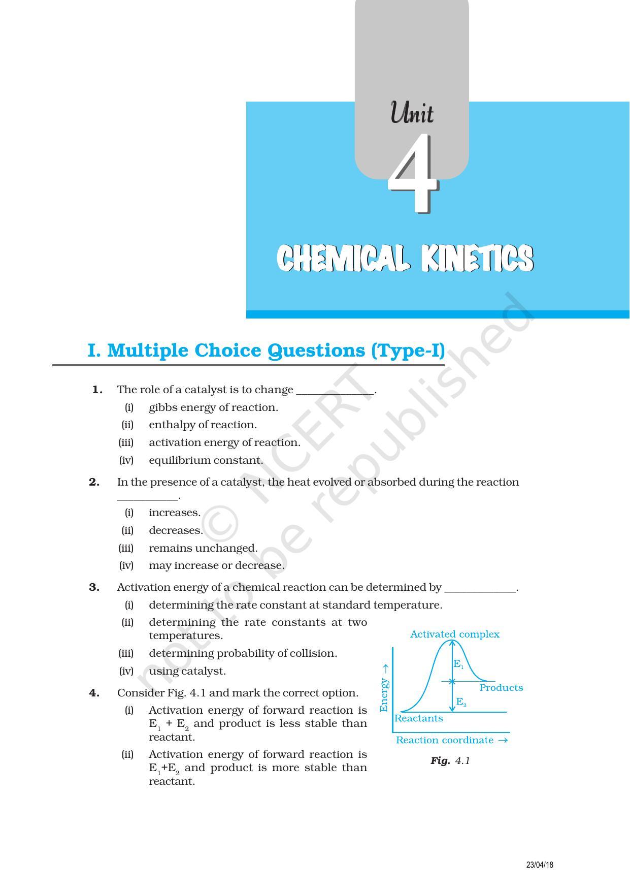 NCERT Exemplar Book For Class 12 Chemistry Chapter 4 Chemical Kinetics