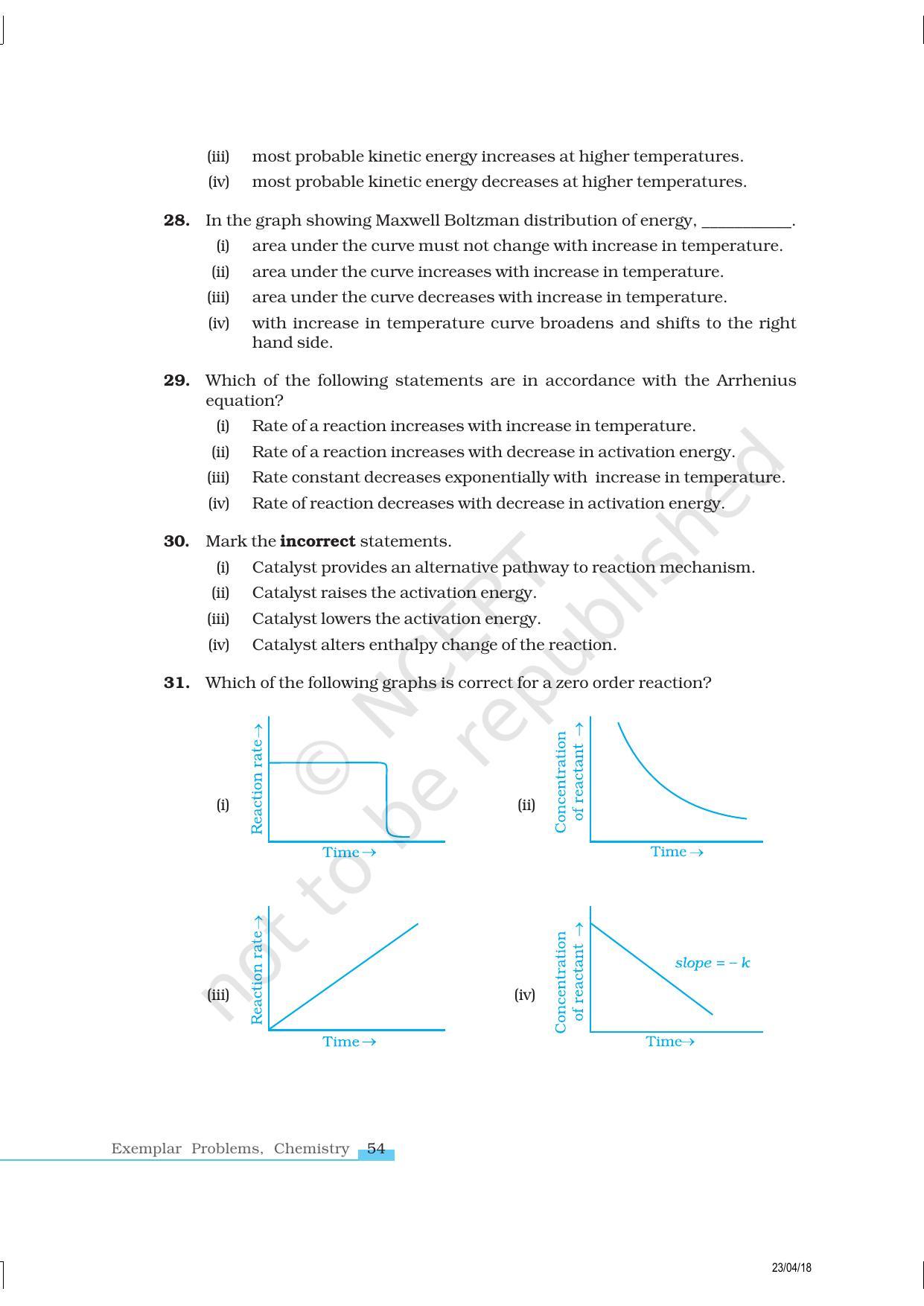 NCERT Exemplar Book For Class 12 Chemistry Chapter 4 Chemical Kinetics