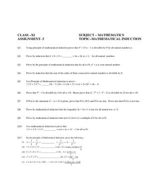 CBSE Worksheets for Class 11 Mathematics Principle of Mathematical Induction Assignment 2