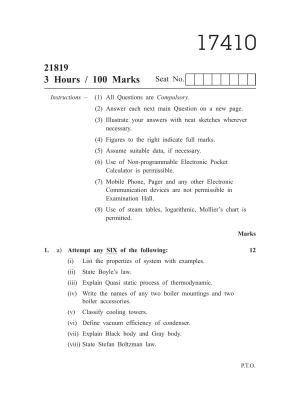 MSBTE Summer Question Paper 2019 - THERMAL ENGINEERING