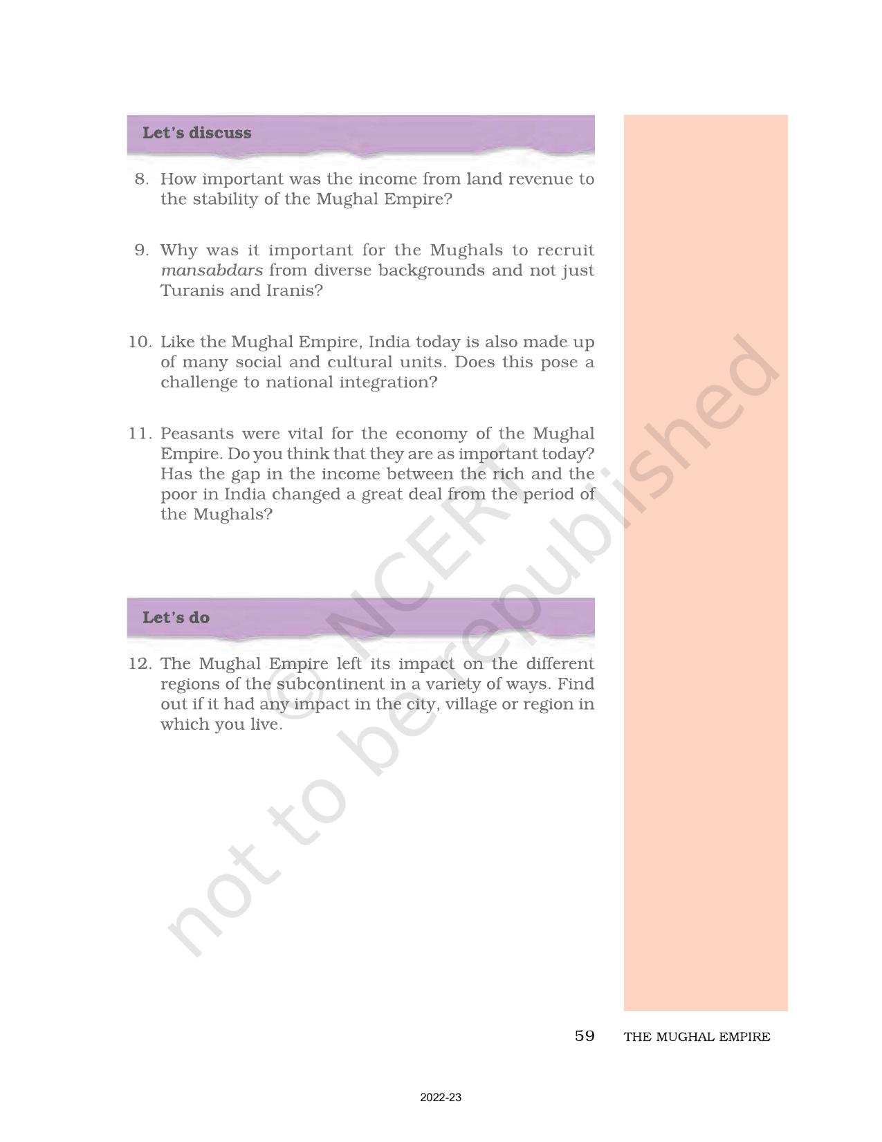 NCERT Book For Class 7 Social Science(History): Chapter 4-The Mughal ...