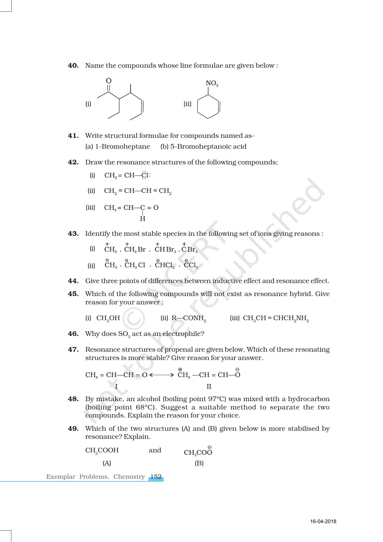 NCERT Exemplar Book For Class 11 Chemistry Chapter 12 Organic Chemistry ...