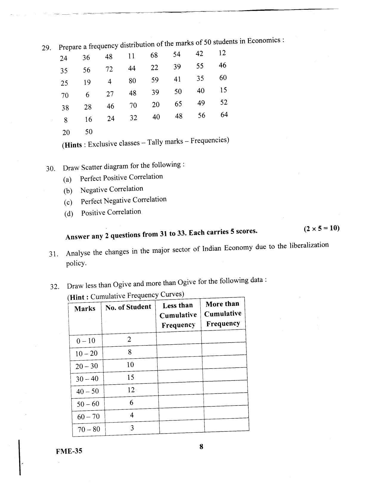 Kerala Plus One 2020 Economics Question Papers (Model) - Page 5