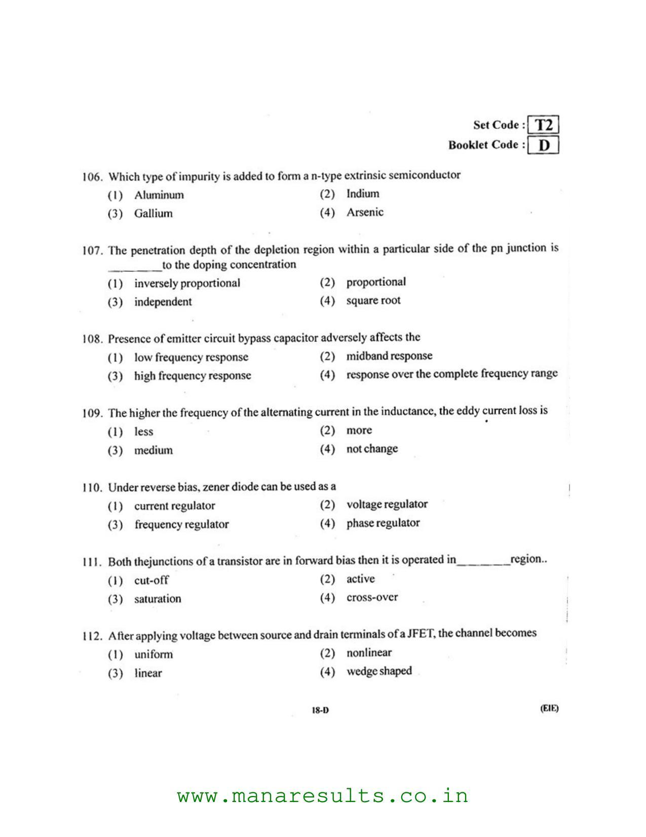 AP ECET 2016 Electronics and Instrumentation Engineering Old Previous Question Papers - Page 17