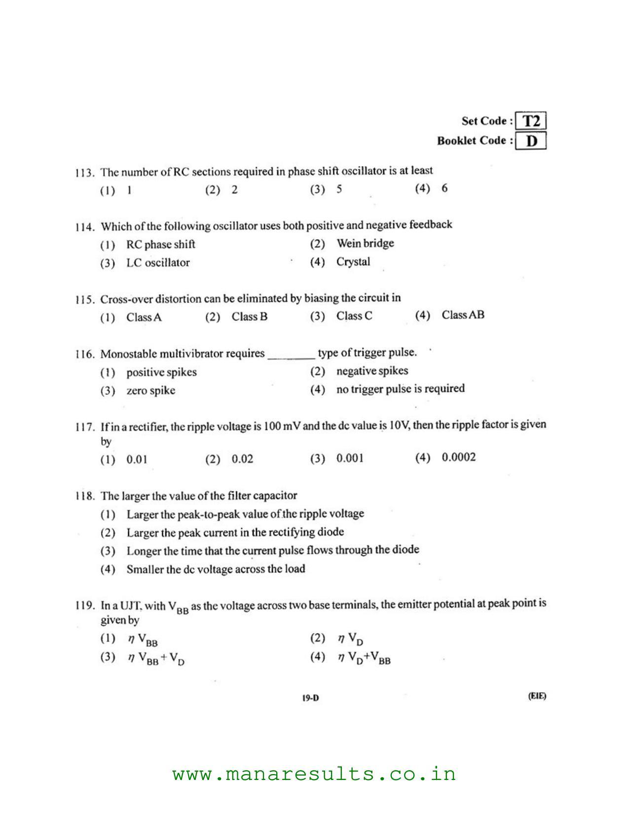 AP ECET 2016 Electronics and Instrumentation Engineering Old Previous Question Papers - Page 18