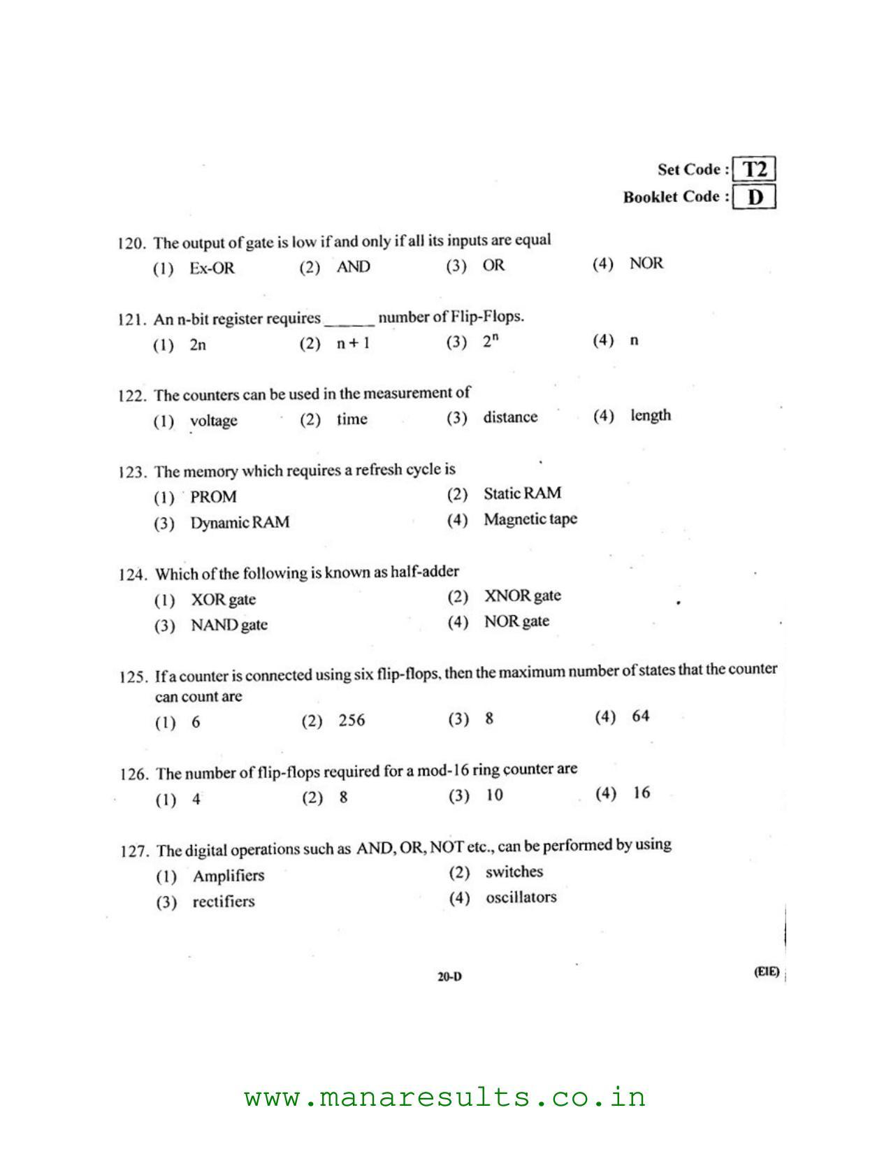 AP ECET 2016 Electronics and Instrumentation Engineering Old Previous Question Papers - Page 19