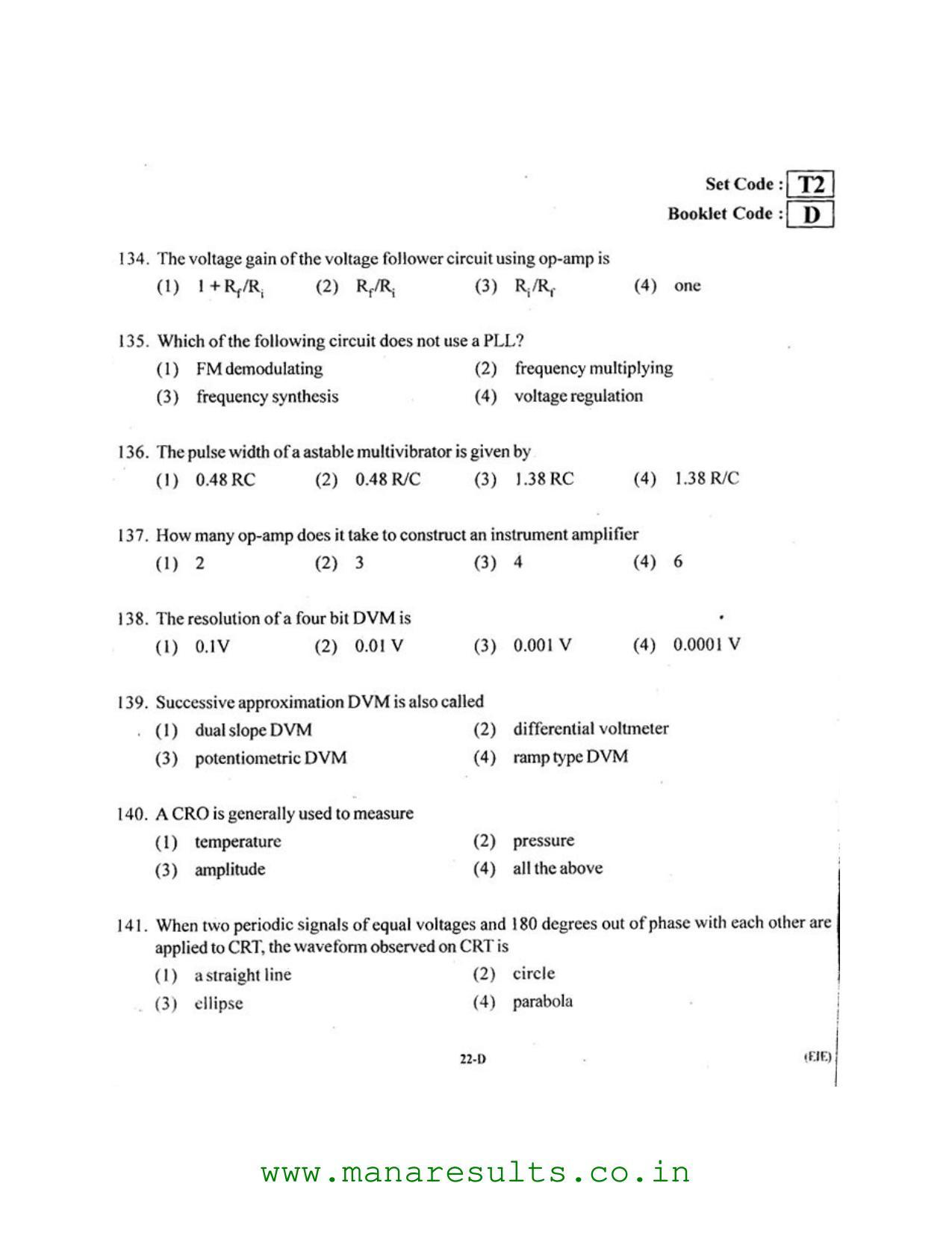 AP ECET 2016 Electronics and Instrumentation Engineering Old Previous Question Papers - Page 21