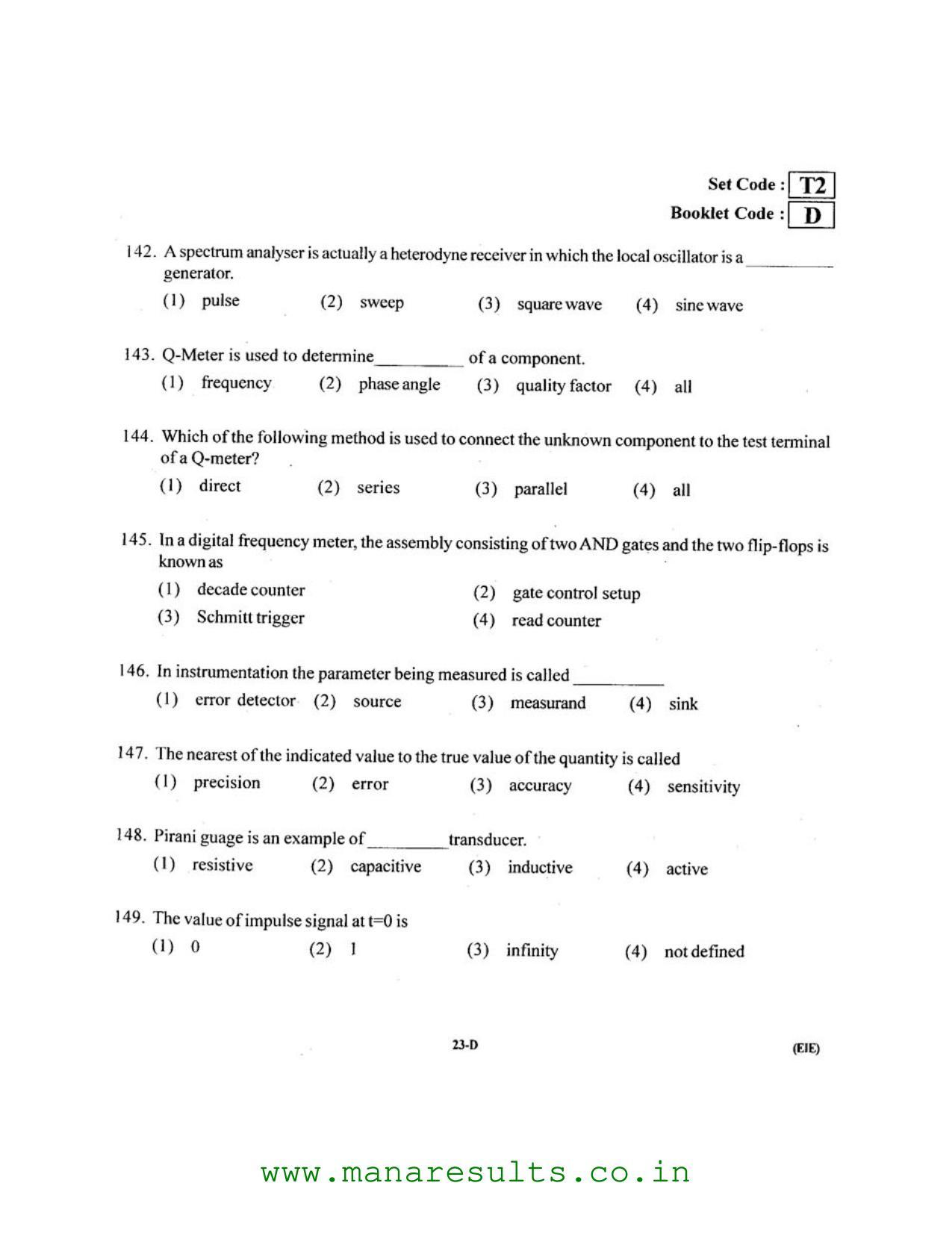 AP ECET 2016 Electronics and Instrumentation Engineering Old Previous Question Papers - Page 22