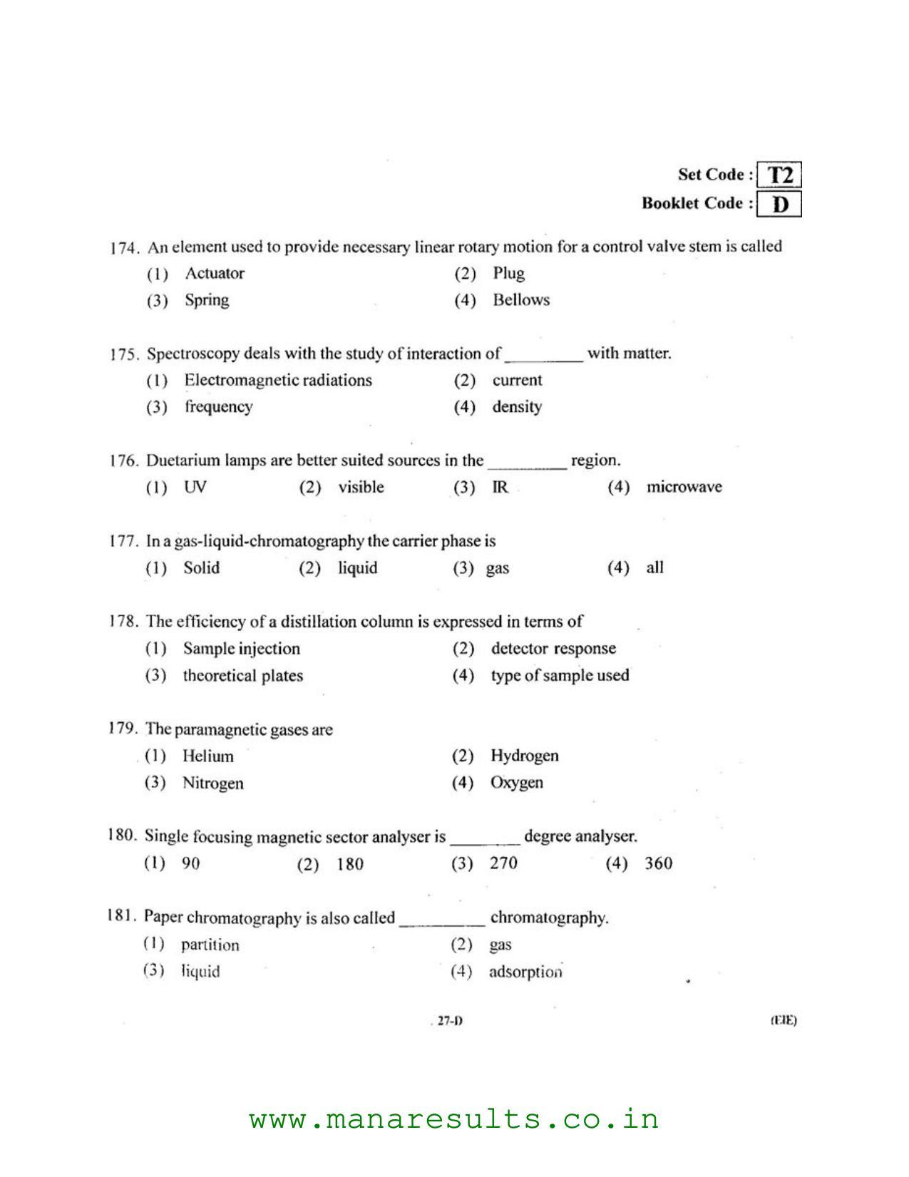 AP ECET 2016 Electronics and Instrumentation Engineering Old Previous Question Papers - Page 26