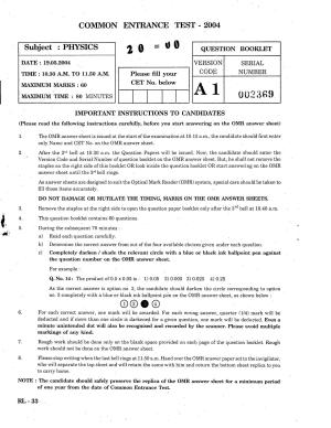 KCET Physics 2004 Question Papers