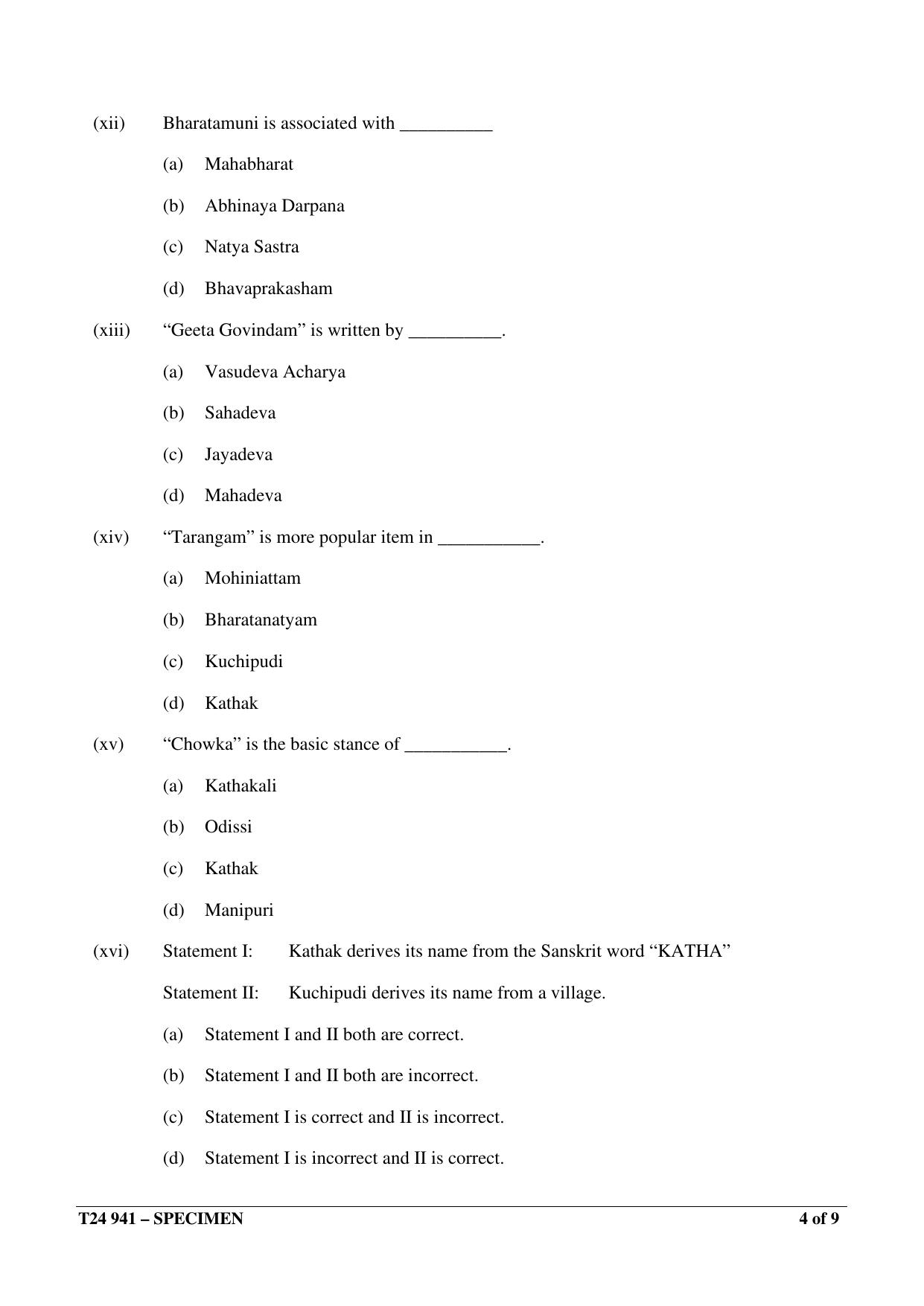 ICSE Class 10  2024 INDIAN DANCE Sample Paper - Page 4