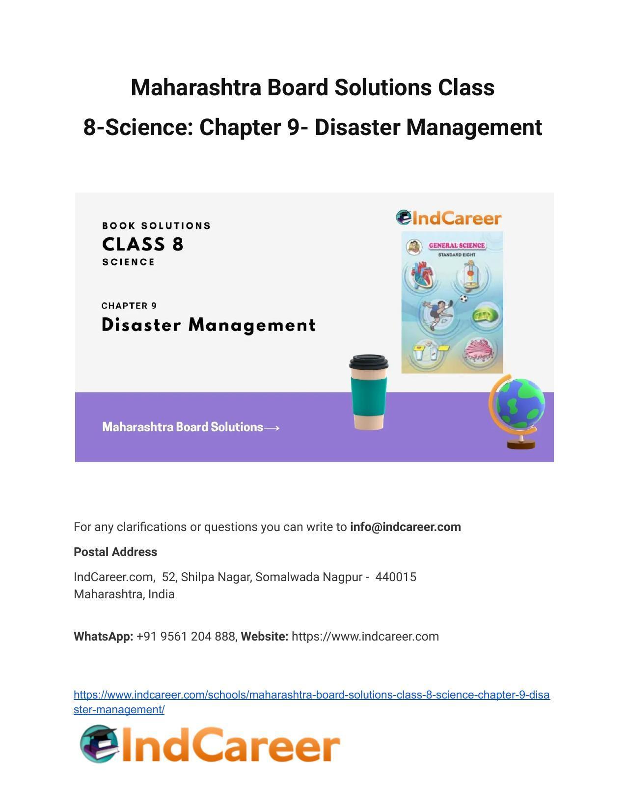 Maharashtra Board Solutions Class 8-Science: Chapter 9- Disaster ...