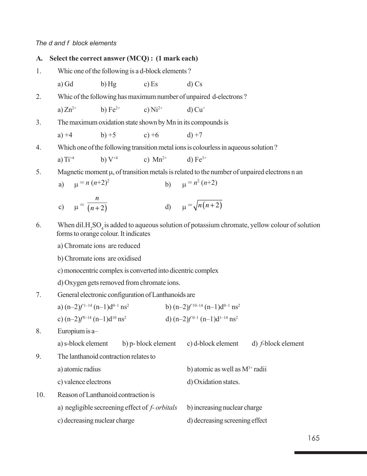 Tripura Board Class 12 Chemistry English Version Workbooks - Page 171