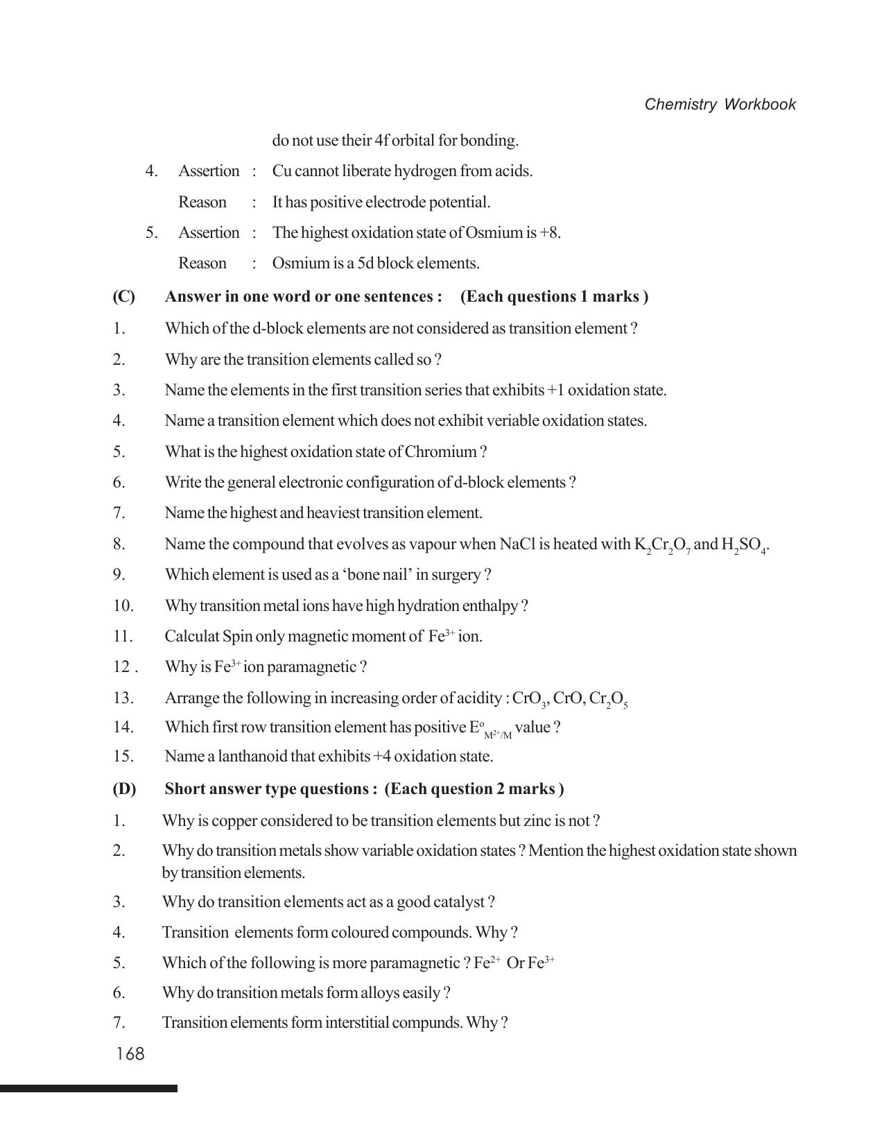 Tripura Board Class 12 Chemistry English Version Workbooks - Page 174