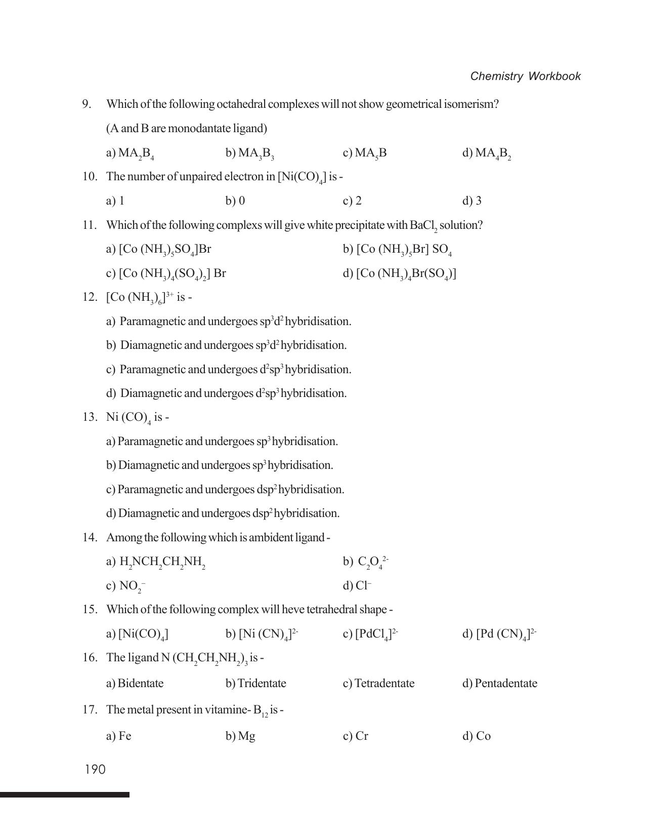 Tripura Board Class 12 Chemistry English Version Workbooks - Page 196