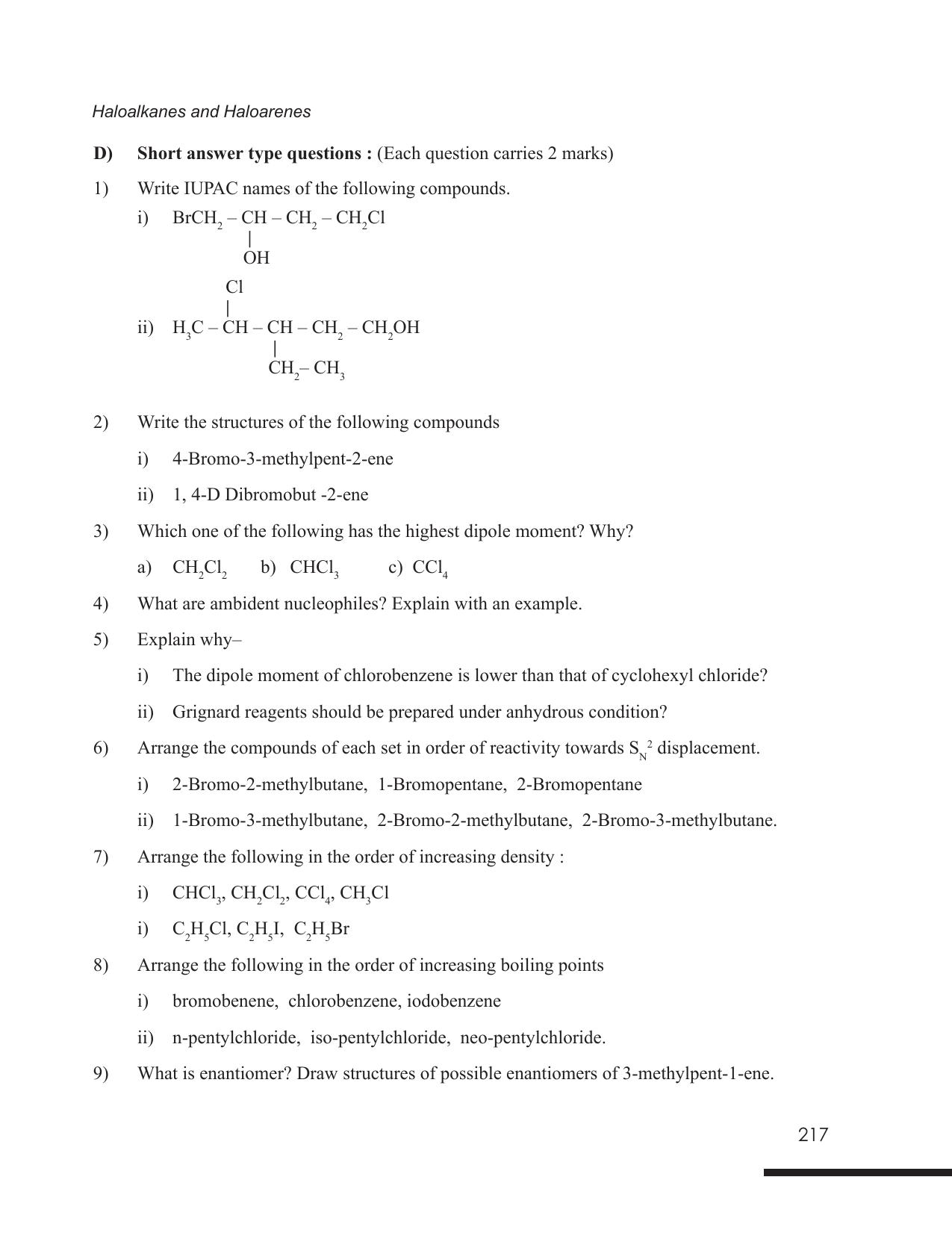 Tripura Board Class 12 Chemistry English Version Workbooks - Page 223