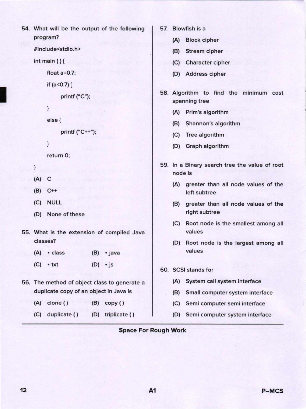 Karnataka PGCET 2020 Mathematics and Computer Science Question Paper ...