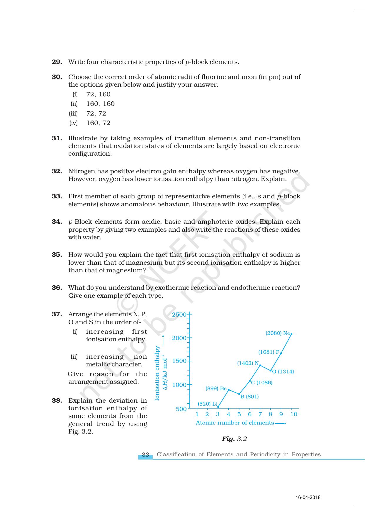 NCERT Exemplar Book For Class 11 Chemistry Chapter 3 Classification Of ...