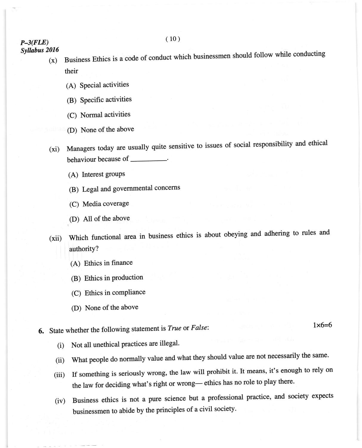 ICMAI June 2018 Fundamentals of Laws and Ethics Question Paper