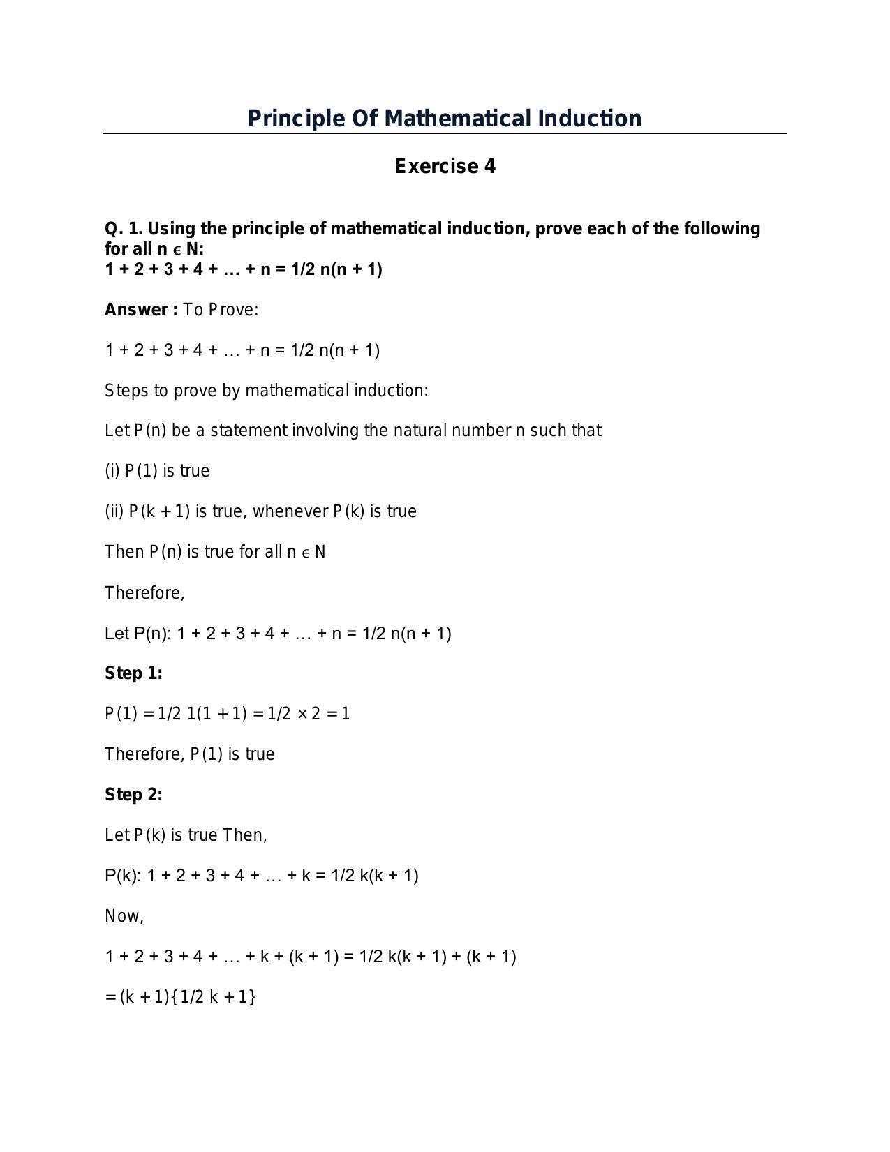 Chapter 4: Principle of Mathematical Induction: RS Aggarwal Class 11 Solutions  - Page 1