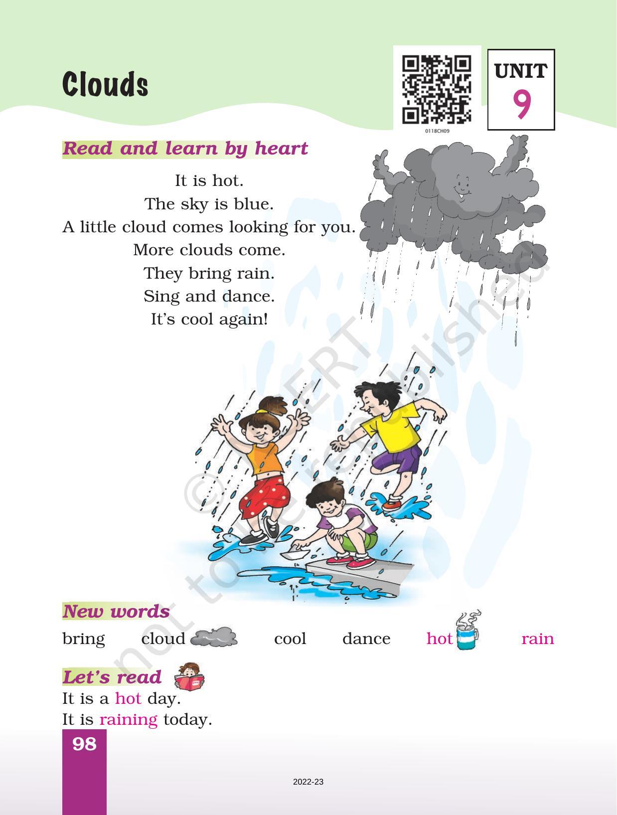 NCERT Book for Class 1 English (Marigold):Unit 9 Poem-Clouds - Page 1