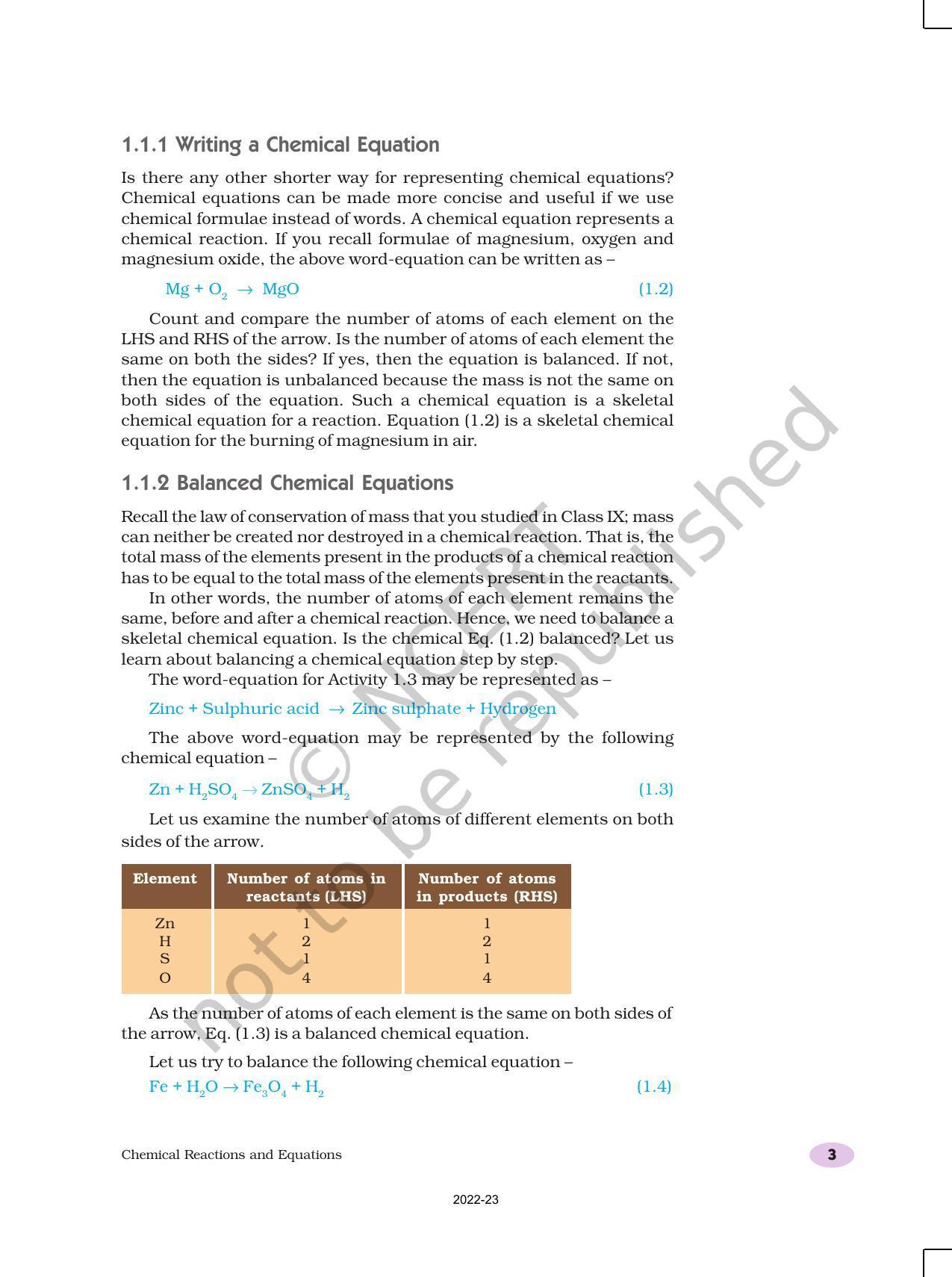 NCERT Book For Class 10 Science Chapter 1 Chemical Reactions