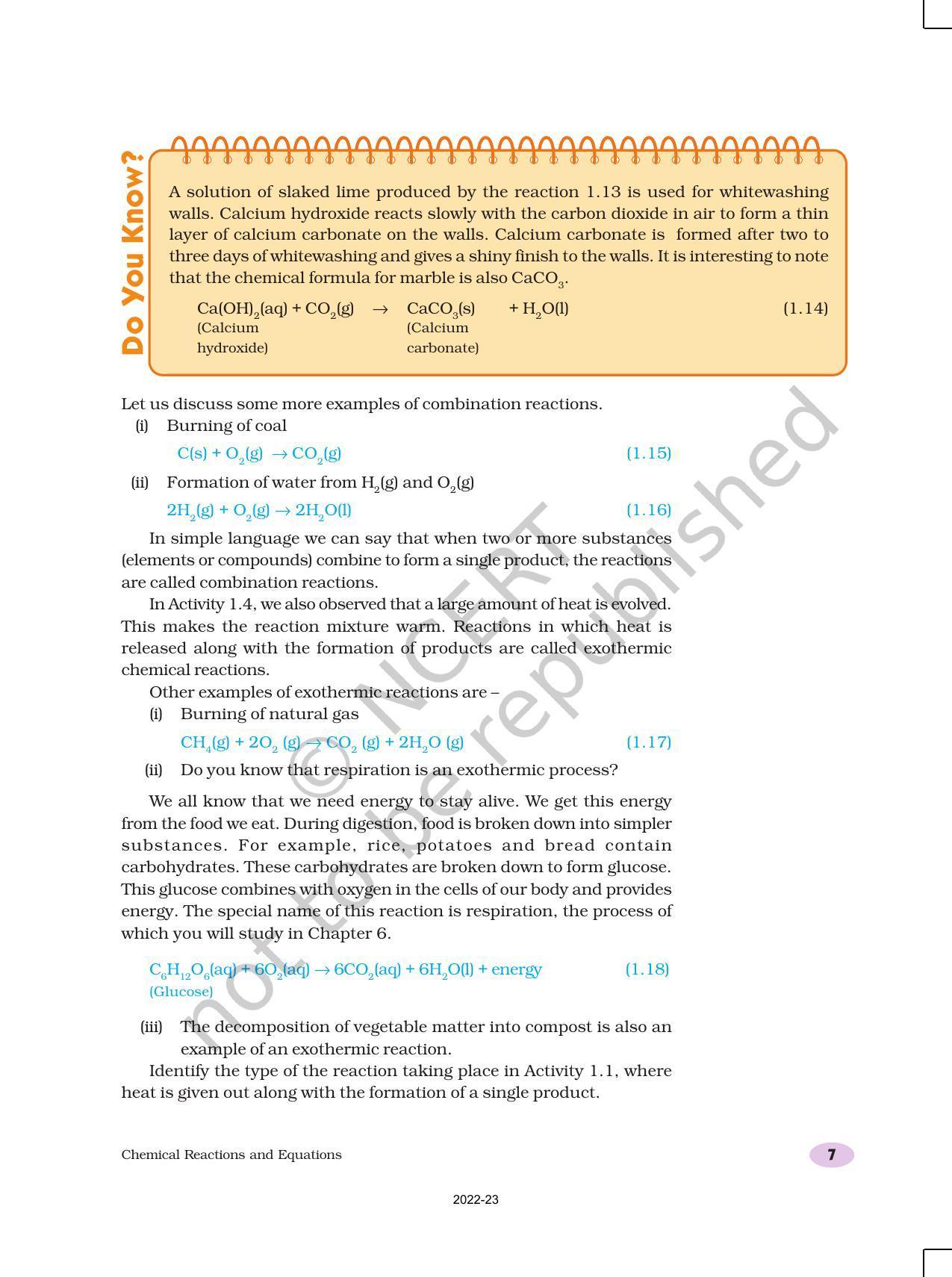 NCERT Book For Class 10 Science Chapter 1 Chemical Reactions