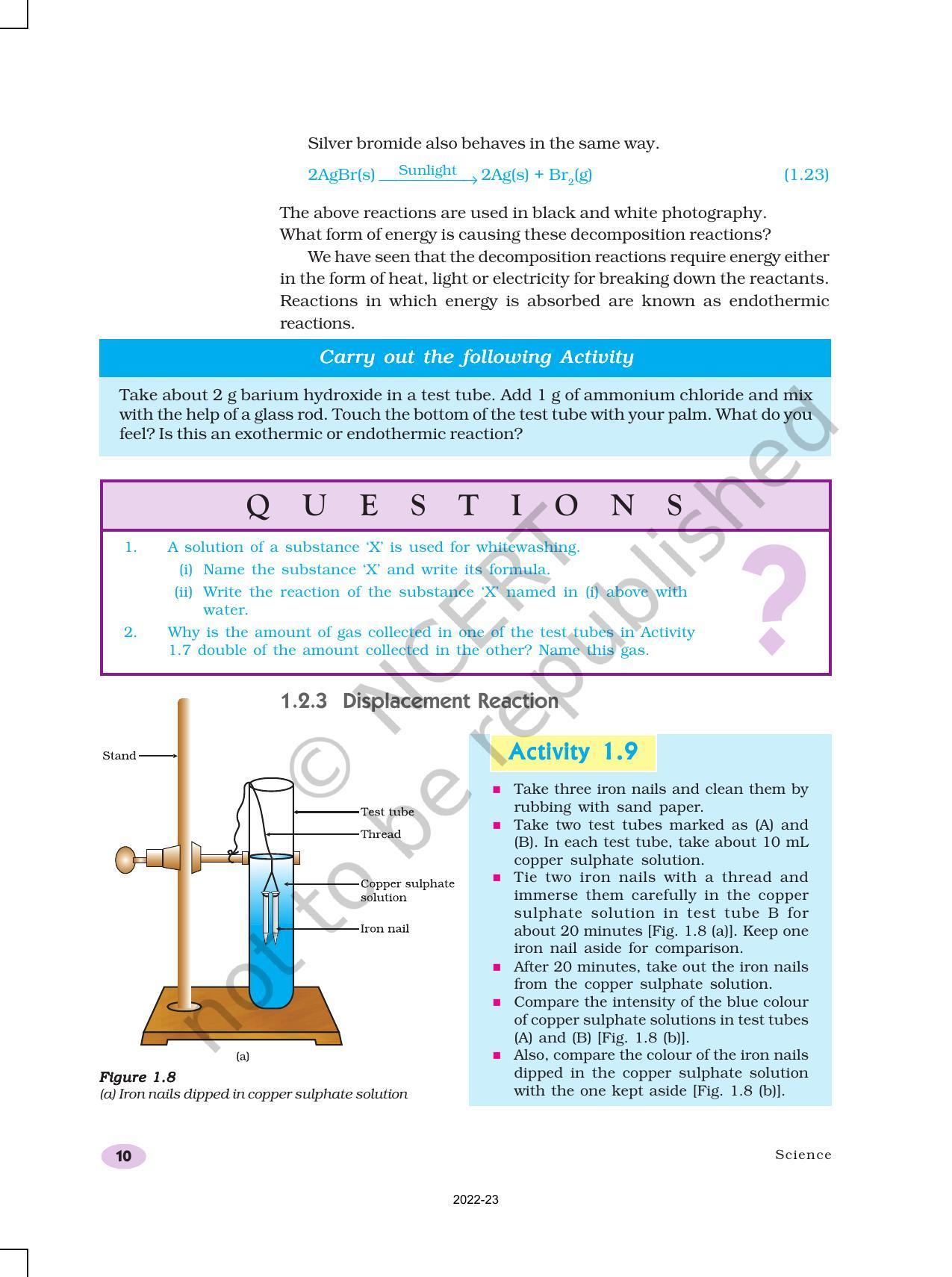 NCERT Book For Class 10 Science Chapter 1 Chemical Reactions