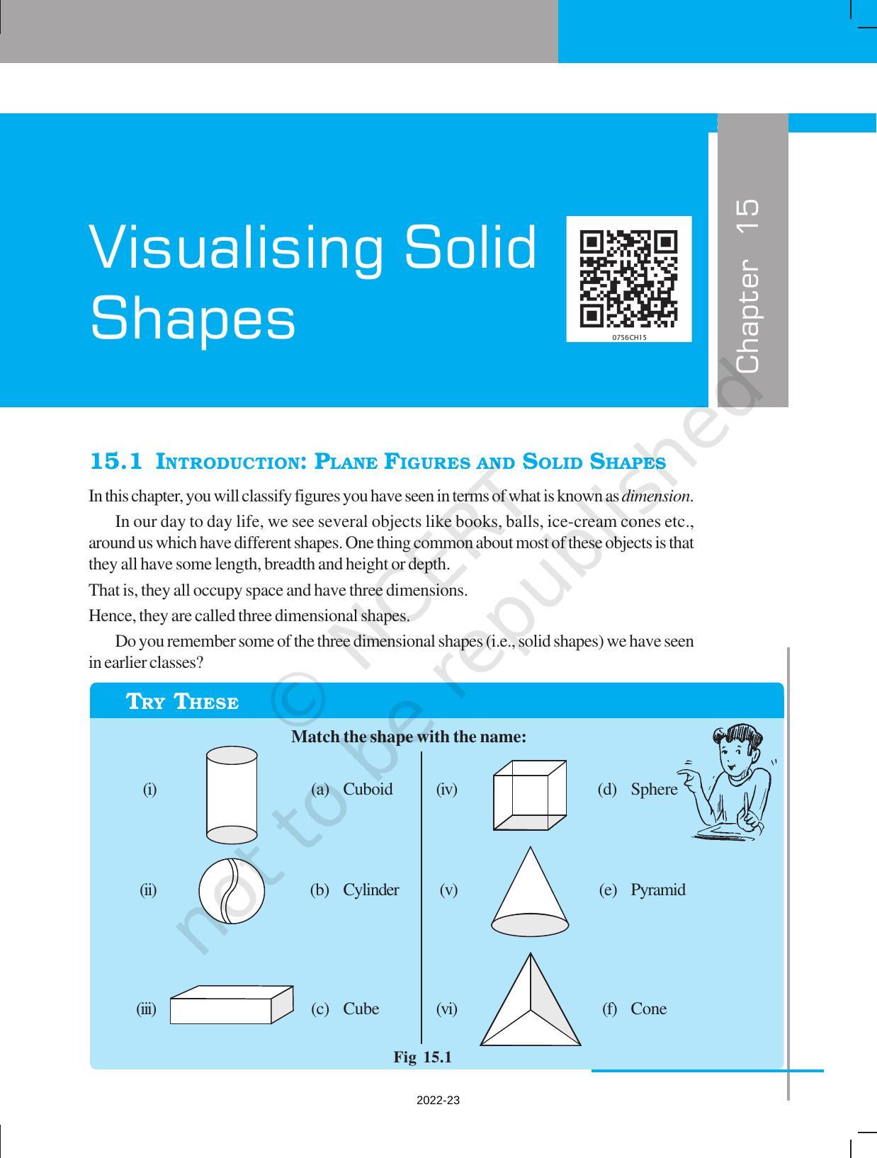 NCERT Book For Class 7 Maths: Chapter 15-Visualising Solid Shapes ...