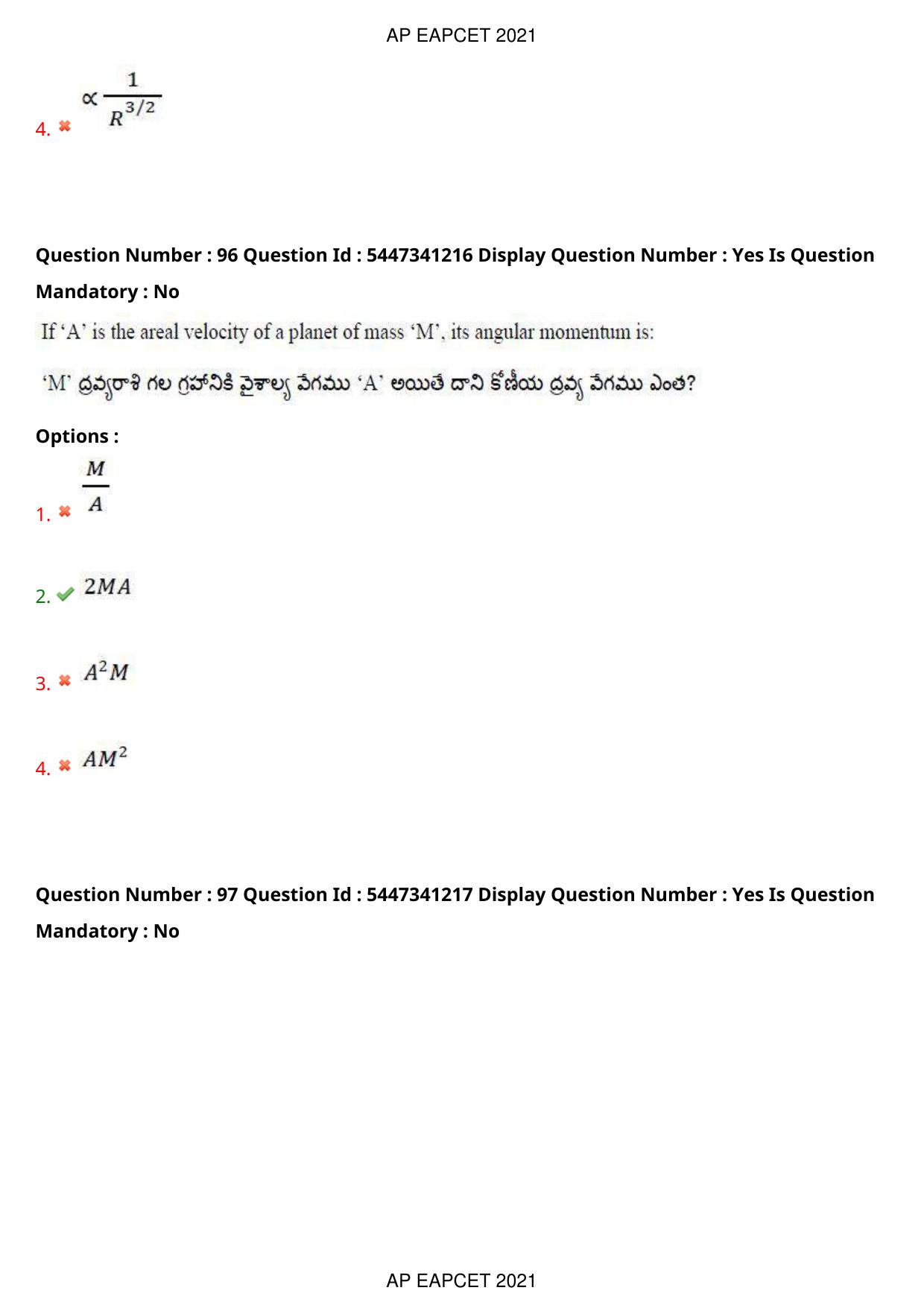 AP EAPCET 2021 - August 24,2021 Shift 2 - Master Engineering Question Paper With Preliminary Keys - Page 63