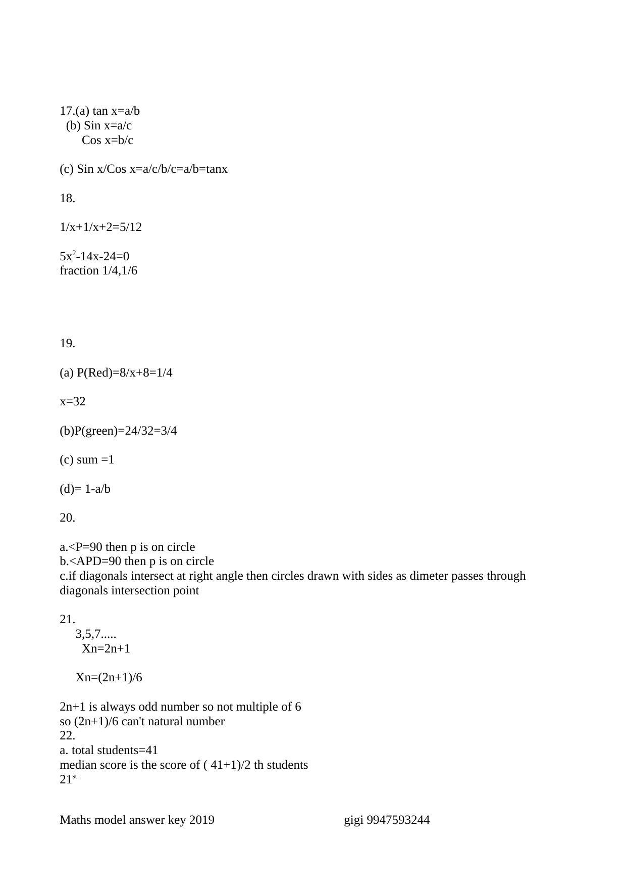 Kerala SSLC 2019 Maths  Answer Key .(EM) (Model) - Page 4