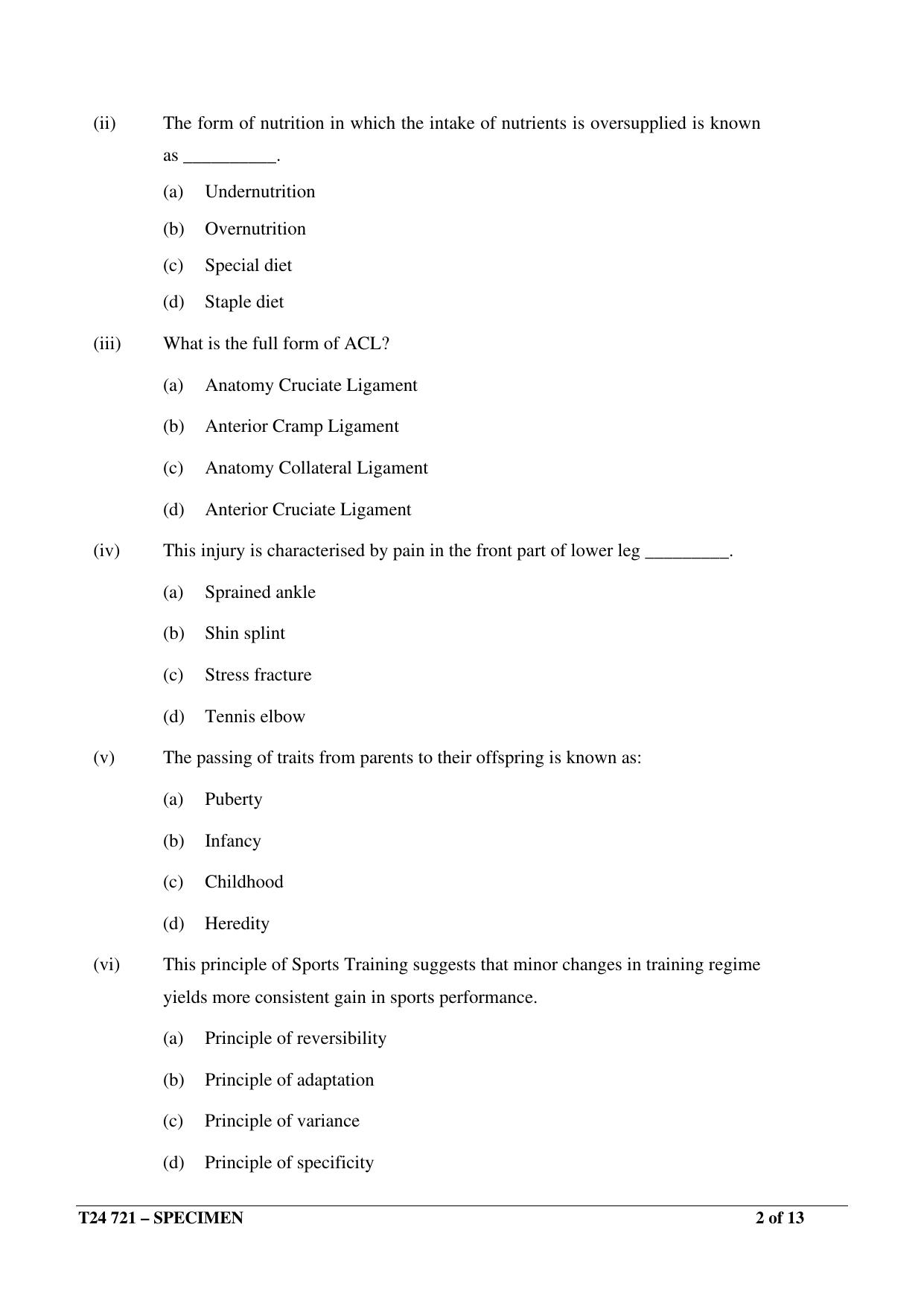 ICSE Class 10  2024 PHYSICAL EDUCATION Sample Paper - Page 2