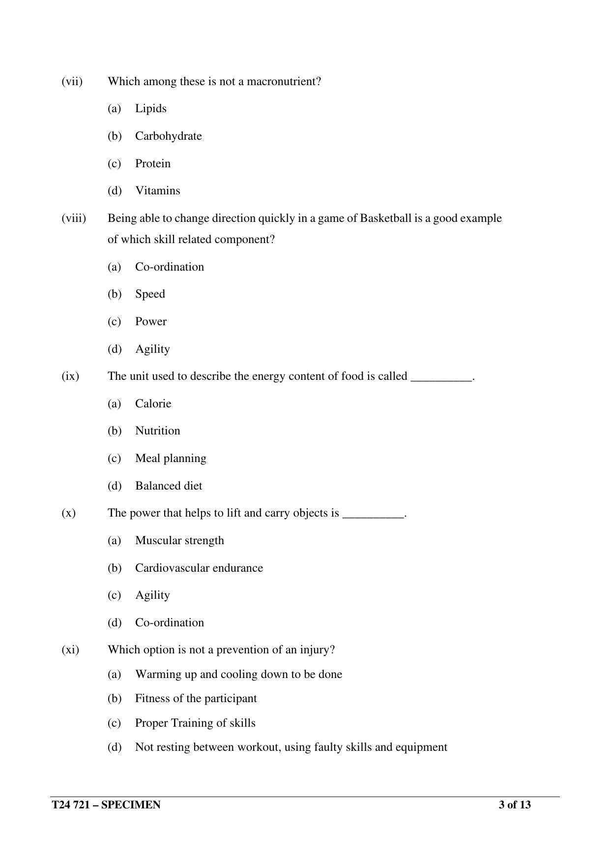 ICSE Class 10  2024 PHYSICAL EDUCATION Sample Paper - Page 3