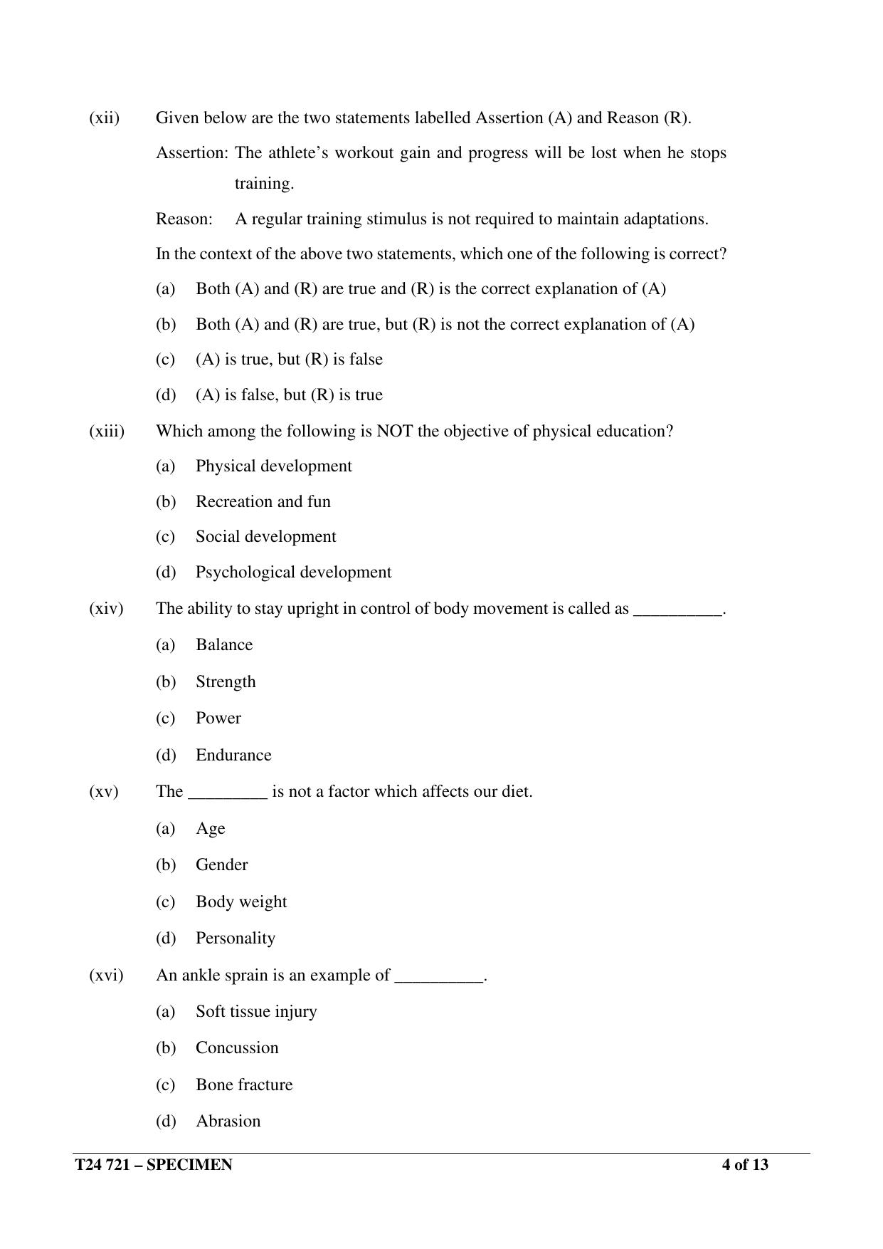 ICSE Class 10  2024 PHYSICAL EDUCATION Sample Paper - Page 4