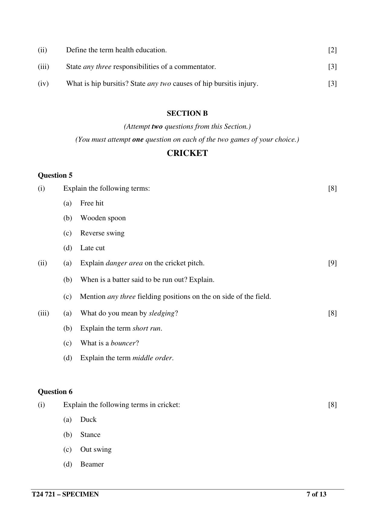 ICSE Class 10  2024 PHYSICAL EDUCATION Sample Paper - Page 7