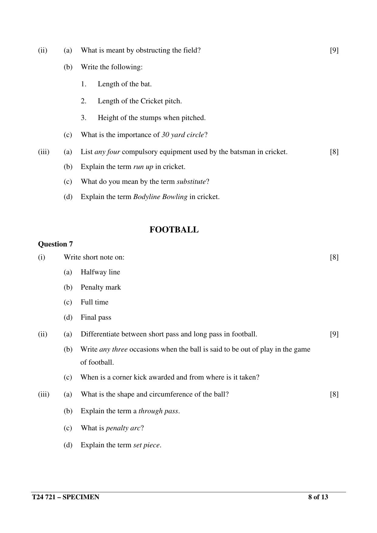 ICSE Class 10  2024 PHYSICAL EDUCATION Sample Paper - Page 8