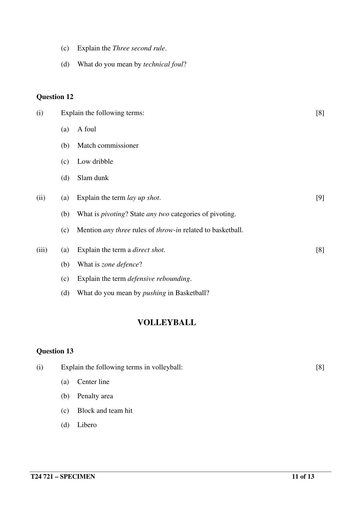 ICSE Class 10  2024 PHYSICAL EDUCATION Sample Paper - Page 11