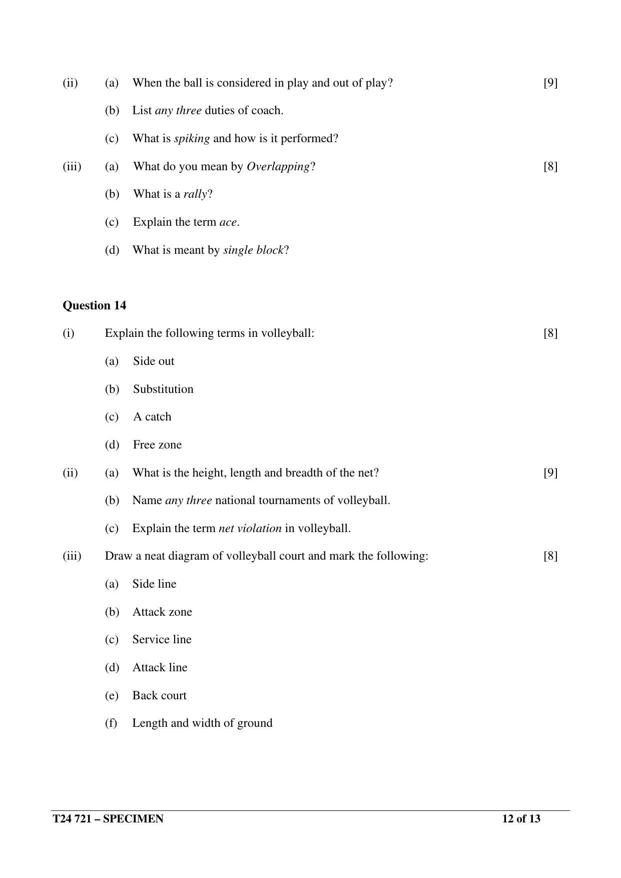 ICSE Class 10  2024 PHYSICAL EDUCATION Sample Paper - Page 12